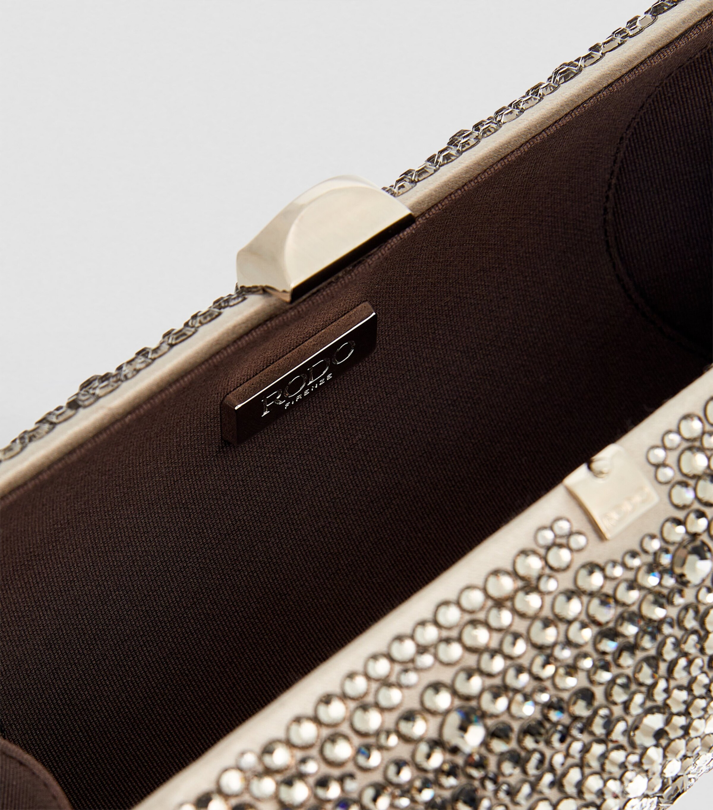 Rodo Silk Satin Crystal-Embellished Clutch Bag Gunmetal Crystal Image 3