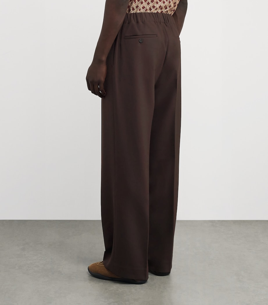 Jersey Wide-Leg Trousers CHOCOLATE Image 4