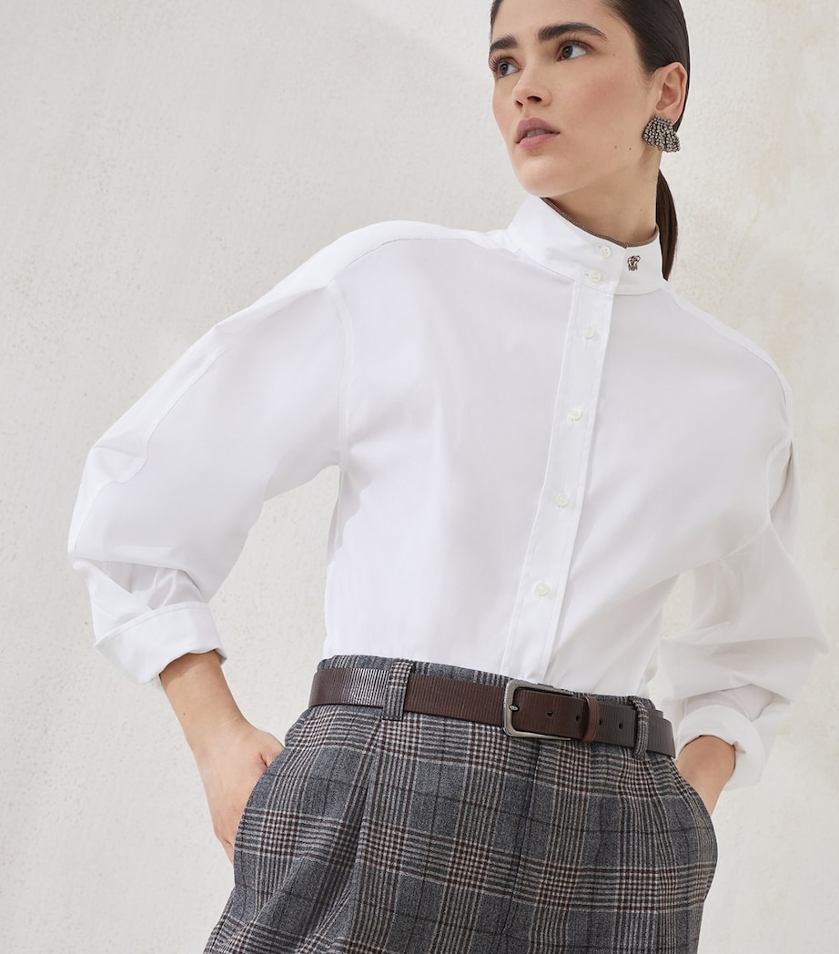 Cotton-Blend Balloon-Sleeve Shirt C159 Image 5
