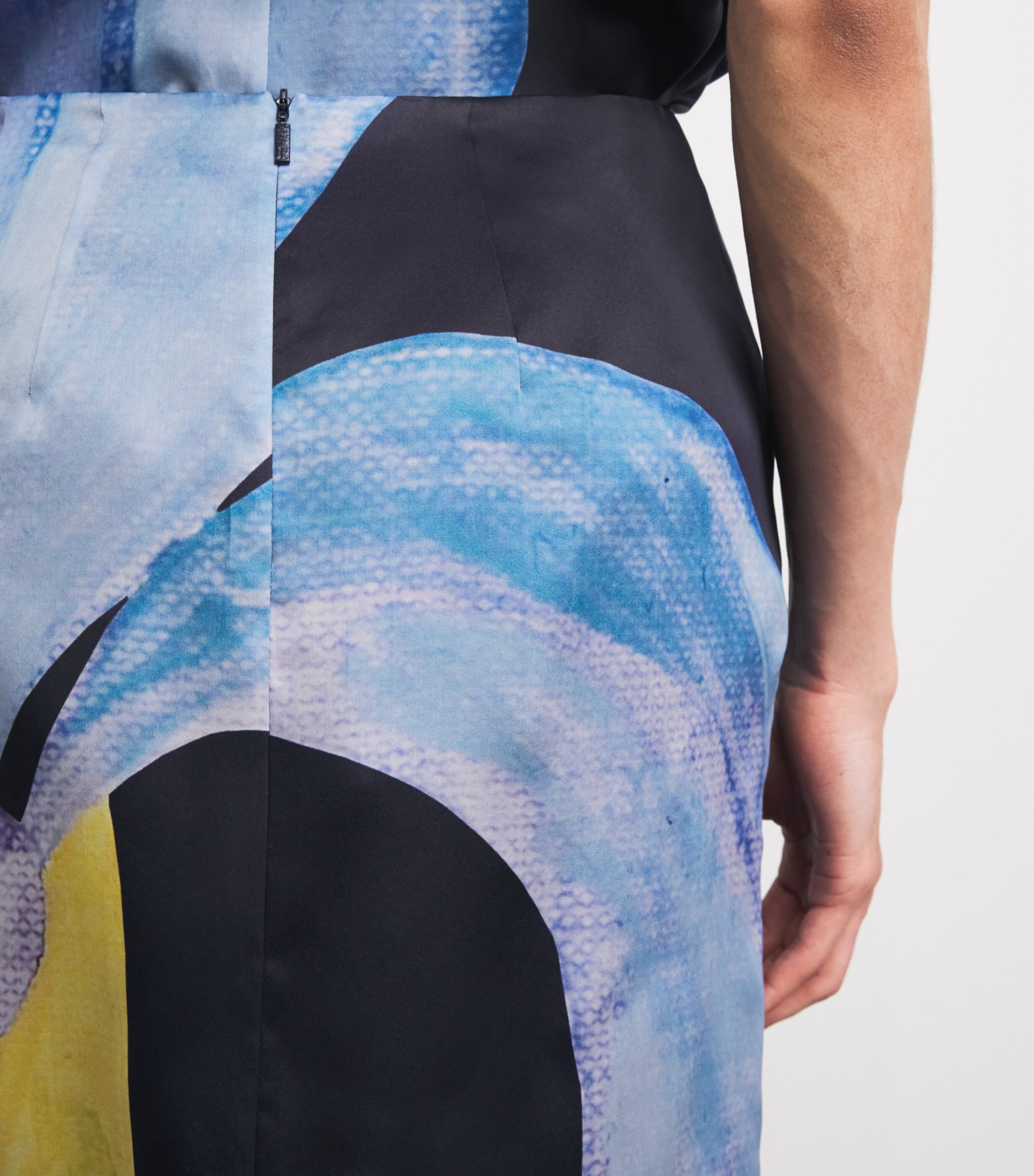 Lafayette 148 Womens Silk Iris Print Midi Skirt Inkmu Ink Multi Image 3
