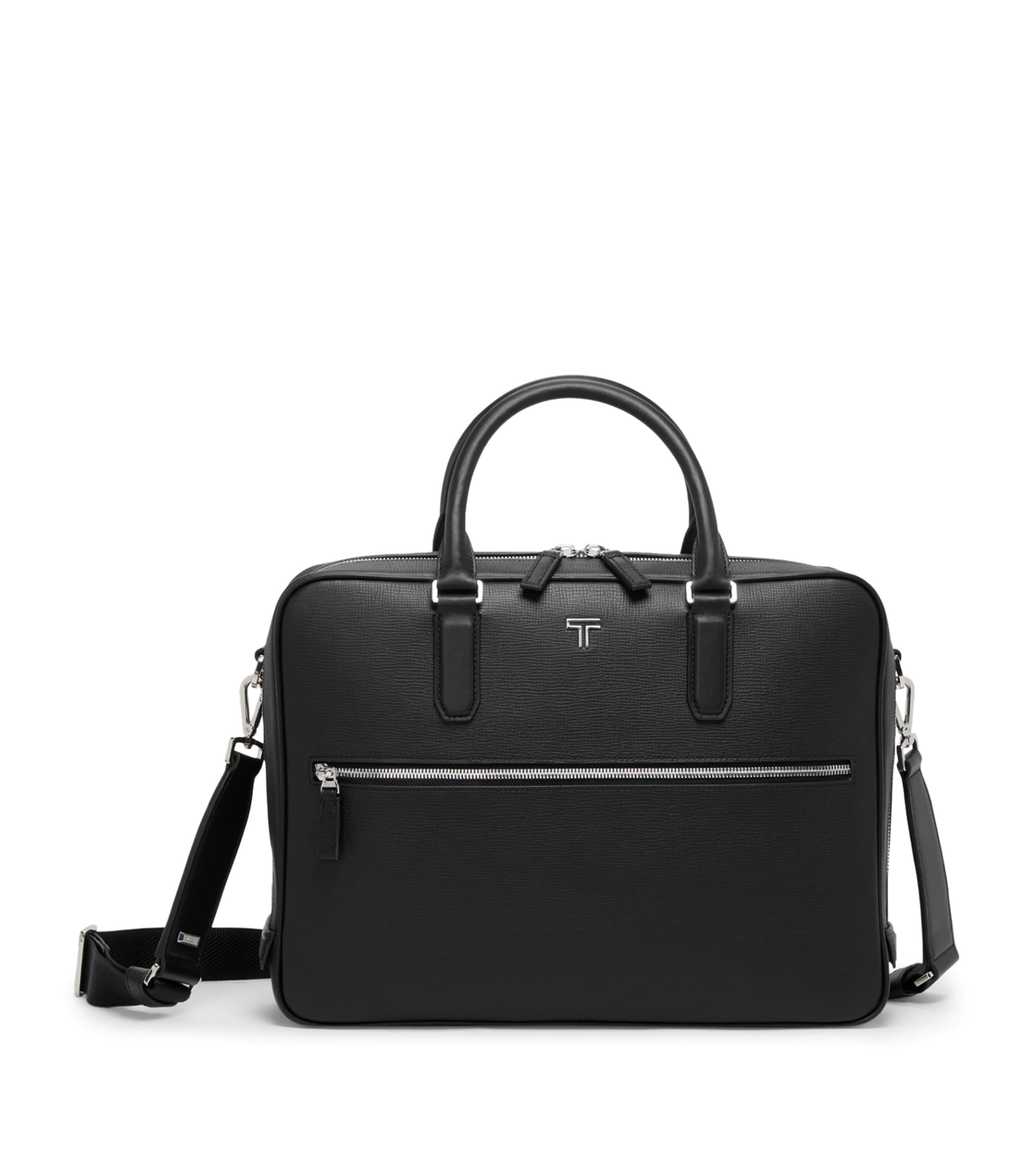 Tumi Medium Leather Turin Leonzo Briefcase Black Image 1