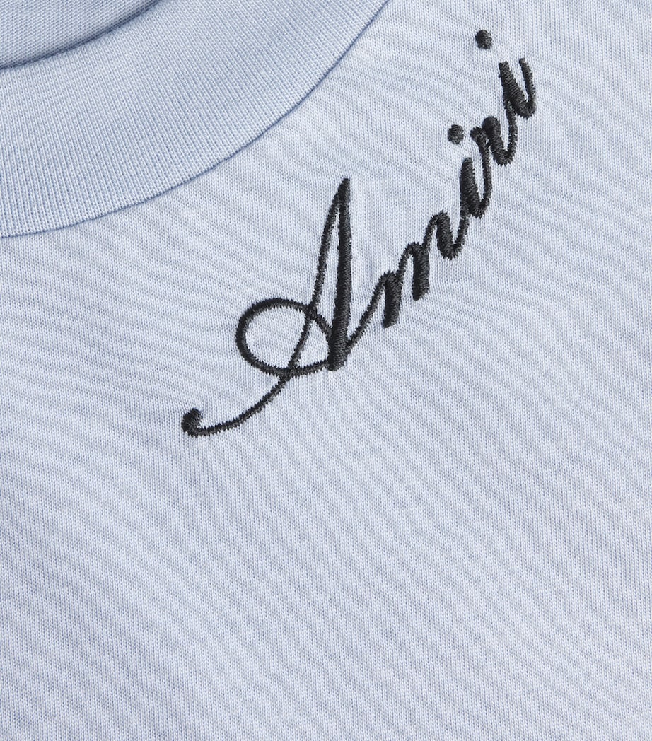 AMIRI Mens Cotton Script T-Shirt Skyline Blue Image 6