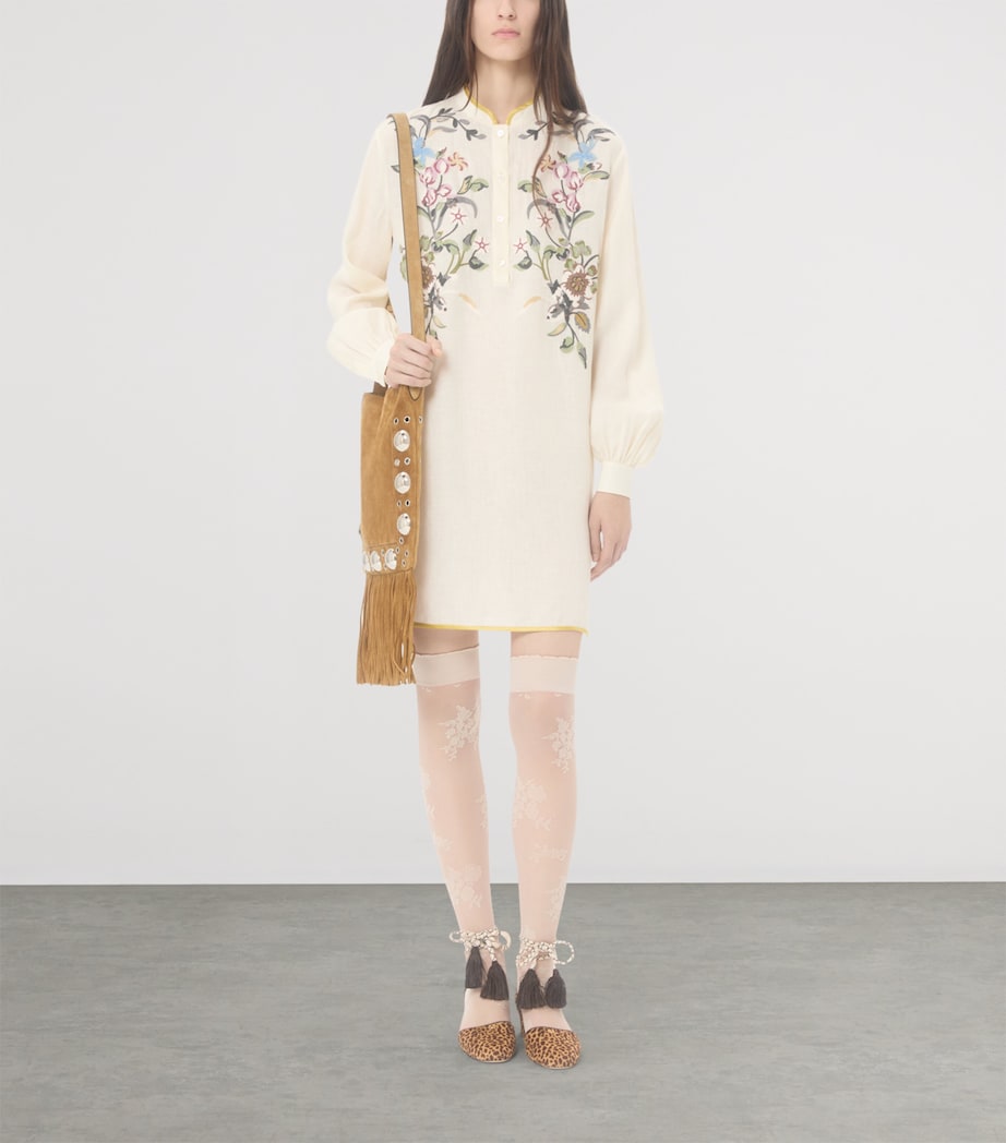 Valentino Womens Linen Embroidered Mini Dress Image 5