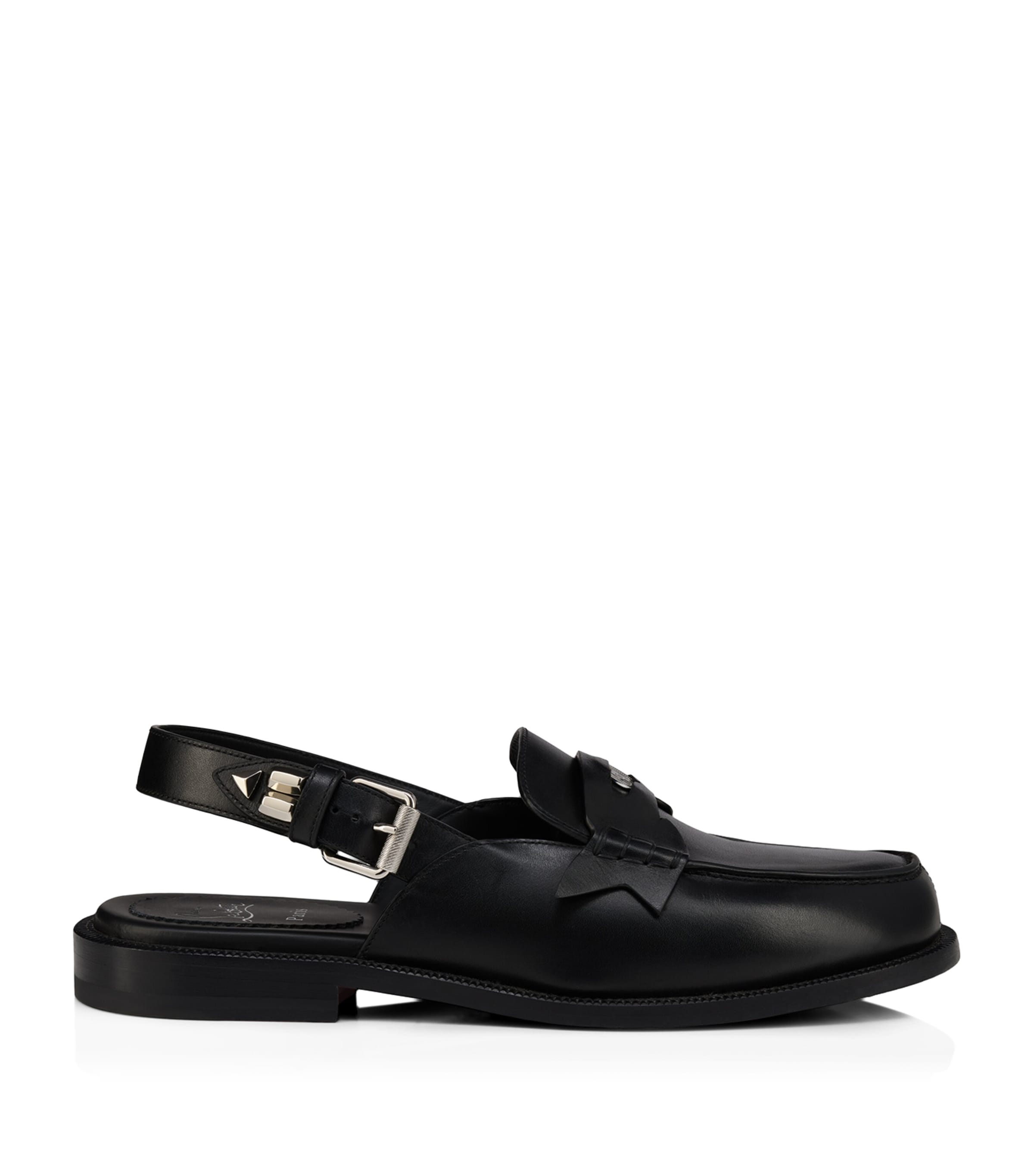 Christian Louboutin The Asclepius Leather Slingback Loafers In Black