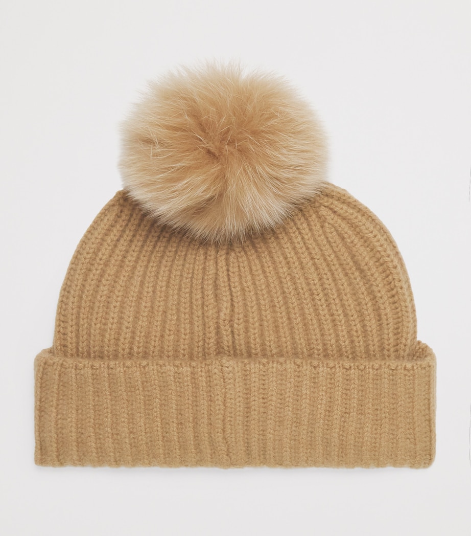 Cashmere Fox-Trim Beanie A2049 Image 2