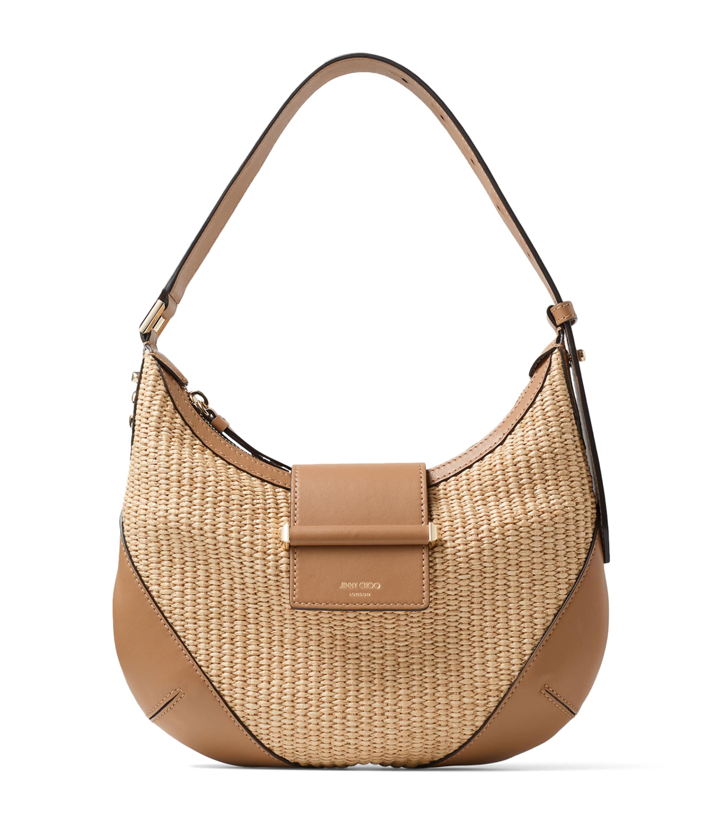 Jimmy Choo Small Raffia Bar Shoulder Bag Natural/toffee/shiny Image 1