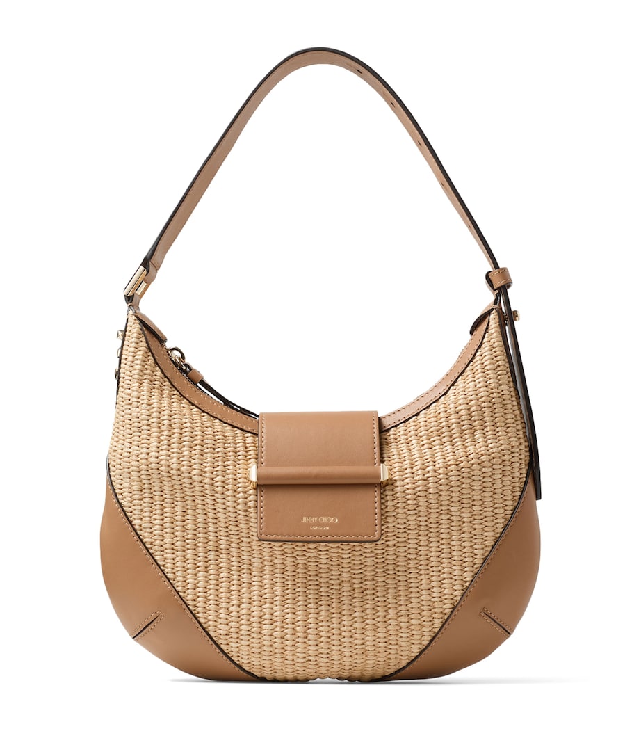 Jimmy Choo Small Raffia Bar Shoulder Bag Natural/toffee/shiny Image 1