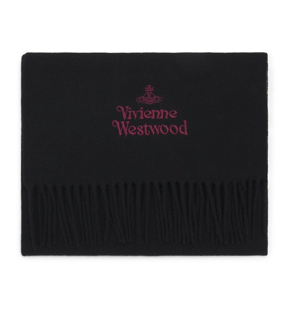 Vivienne Westwood Wool Embroidered Logo Scarf Black Image 1