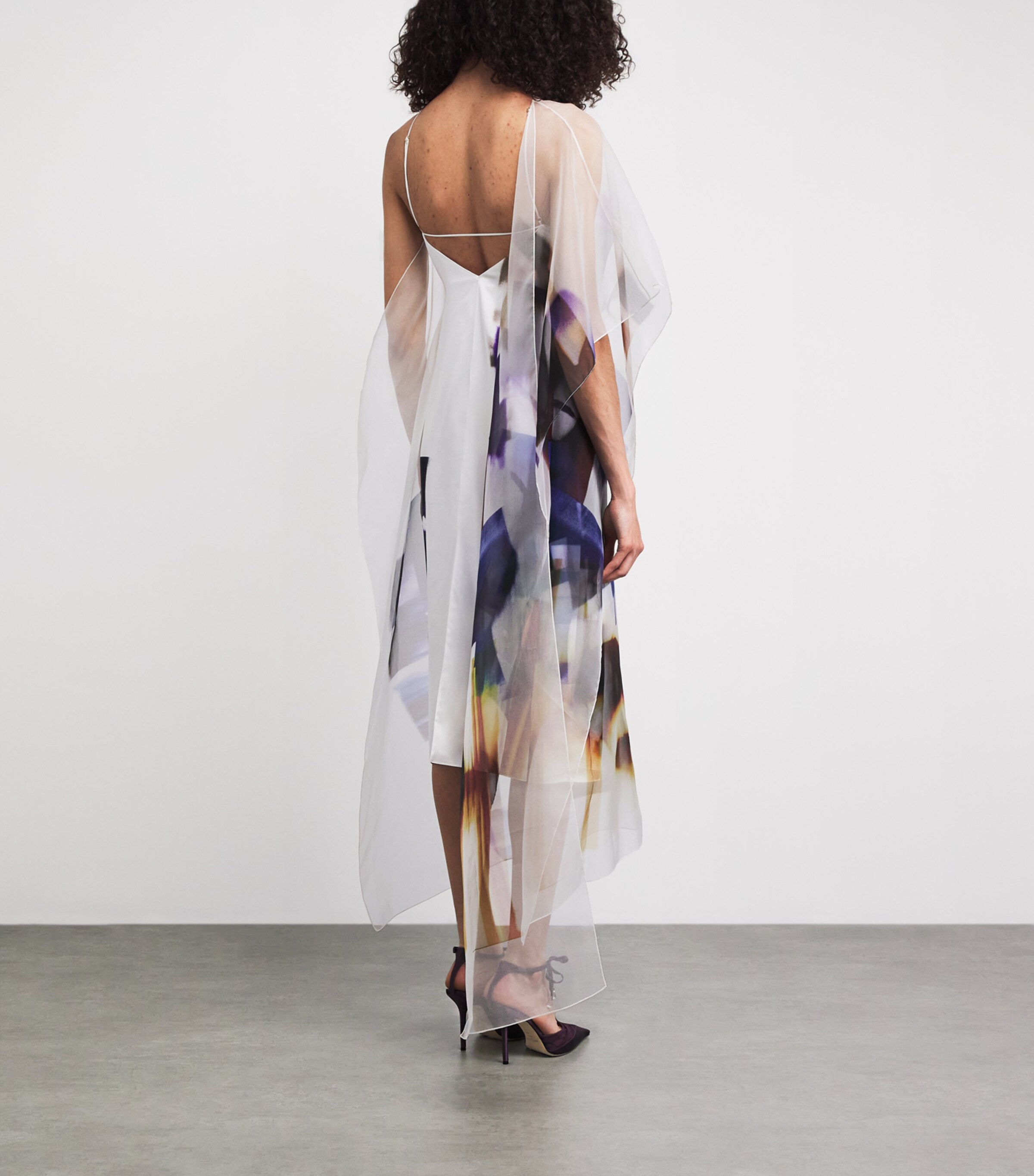 Roksanda Womens Silk Tulle Eren Midi Dress Photomix Violet Image 4