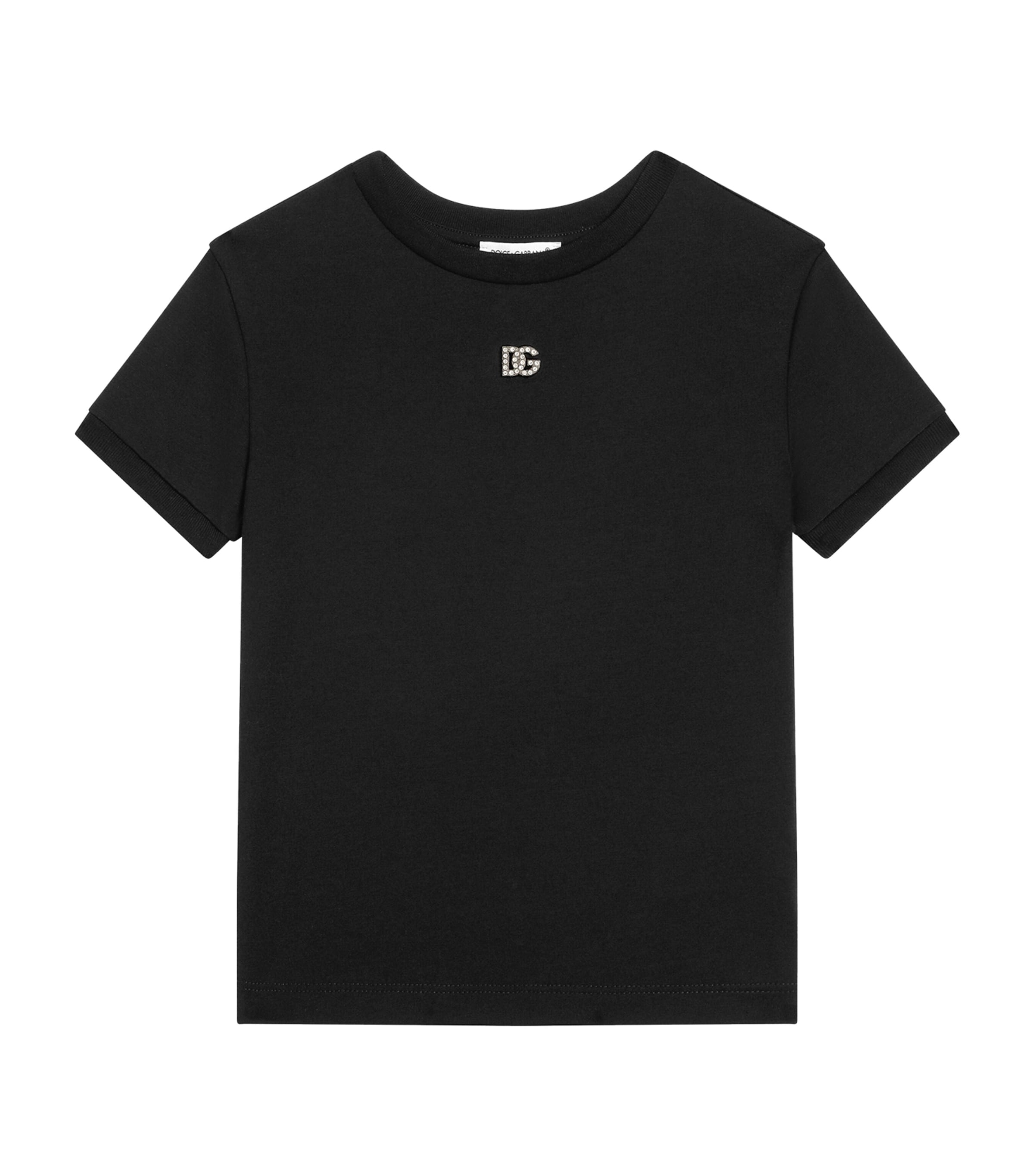 Dolce&Gabbana Kids Cotton Rhinestone Logo T-Shirt (2-6 Years) Black Image 1