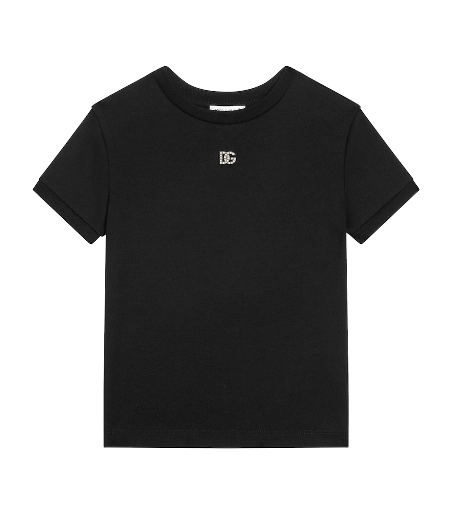 Dolce&Gabbana Kids Cotton Rhinestone Logo T-Shirt (2-6 Years) Black Image 1