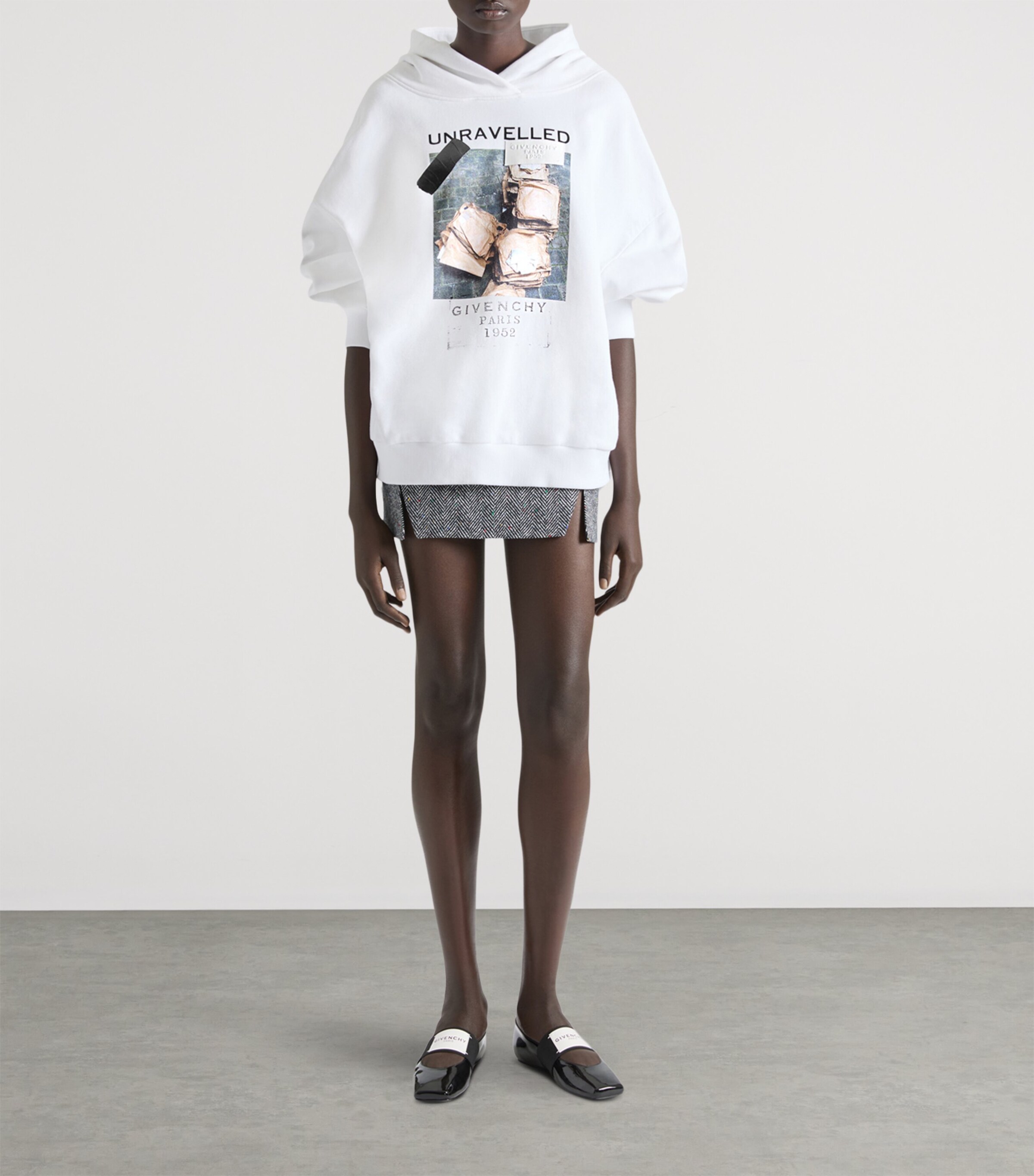 Cotton Printed Hoodie WHITE Image 2