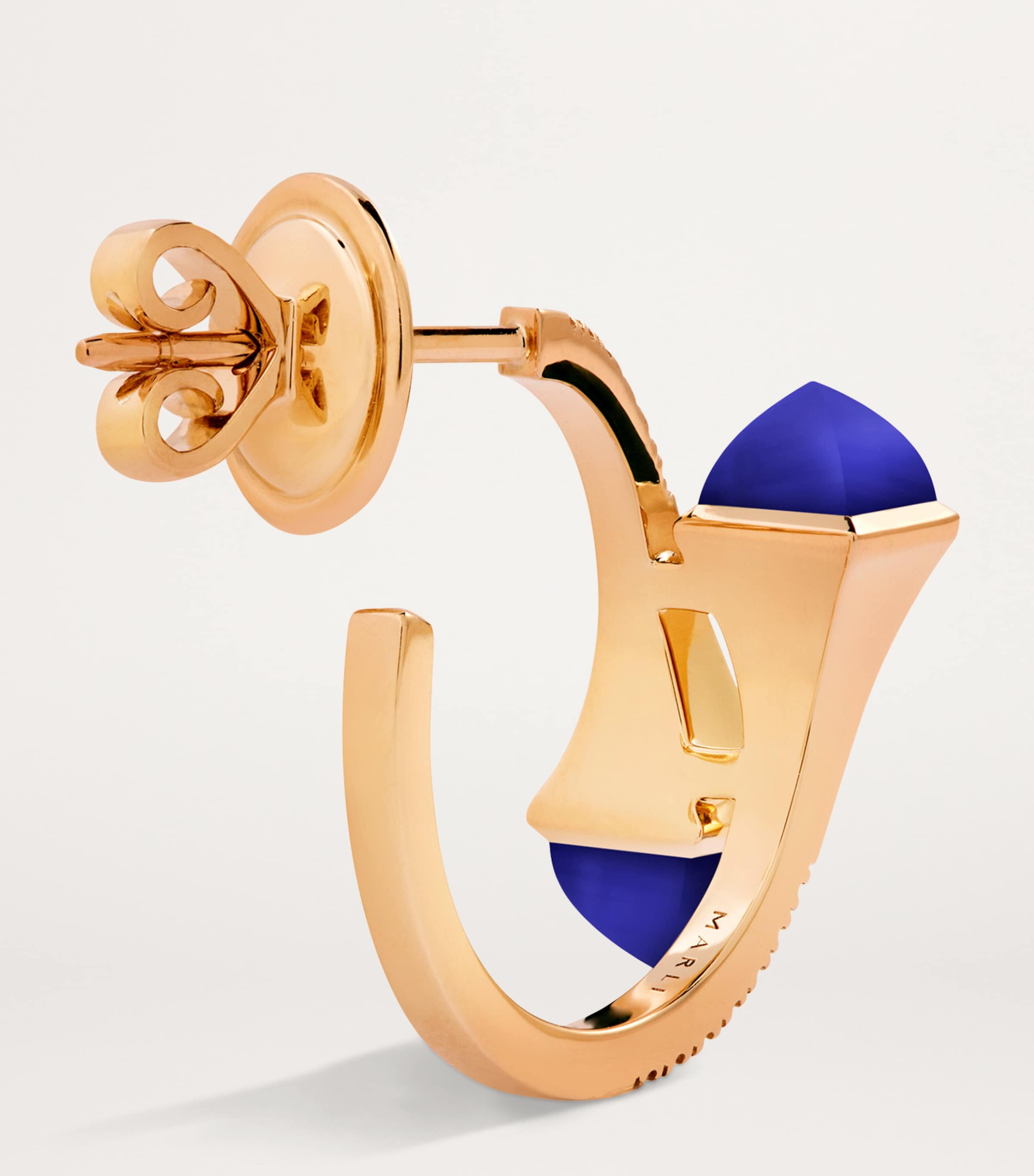 White Gold, Diamond and Green Agate Cleo Hoop Earrings ROSE GOLD Image 3