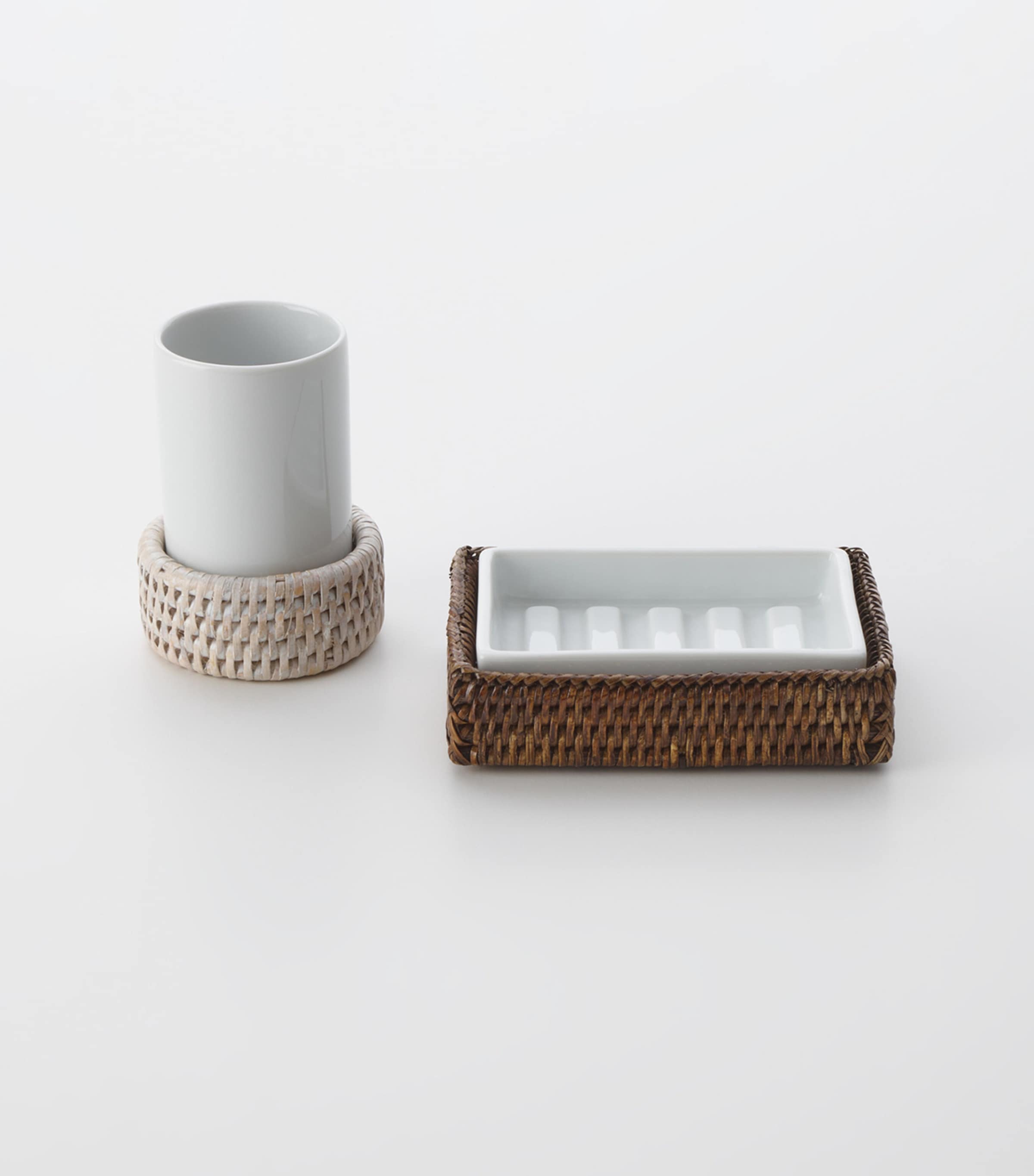 Decor Walther Rattan-Porcelain Toiletry Holder (10.5cm) Rattan Light Image 2