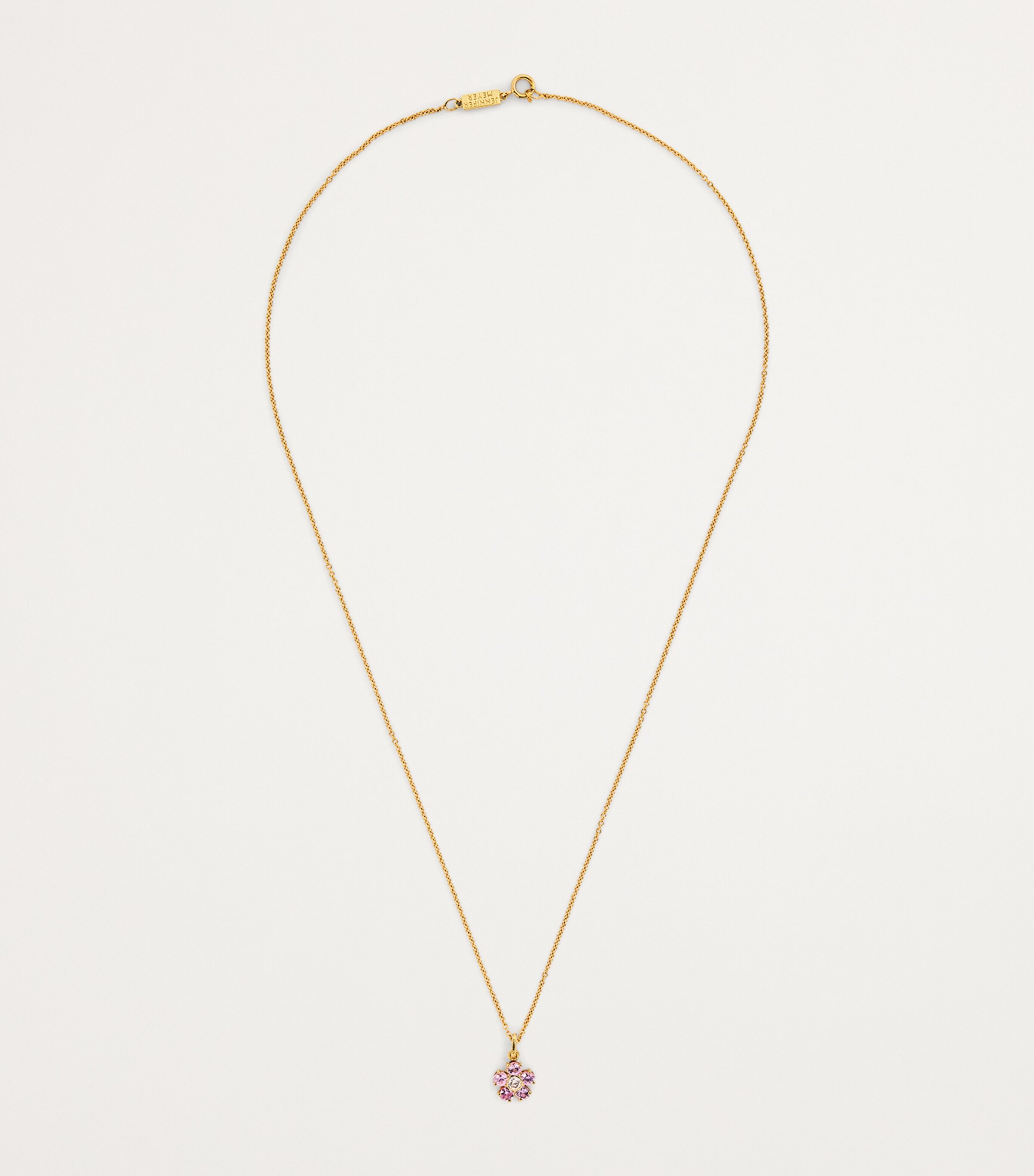 Jennifer Meyer Large Yellow Gold, Pink Sapphire and Diamond Flower Necklace Yellow Gold Image 3