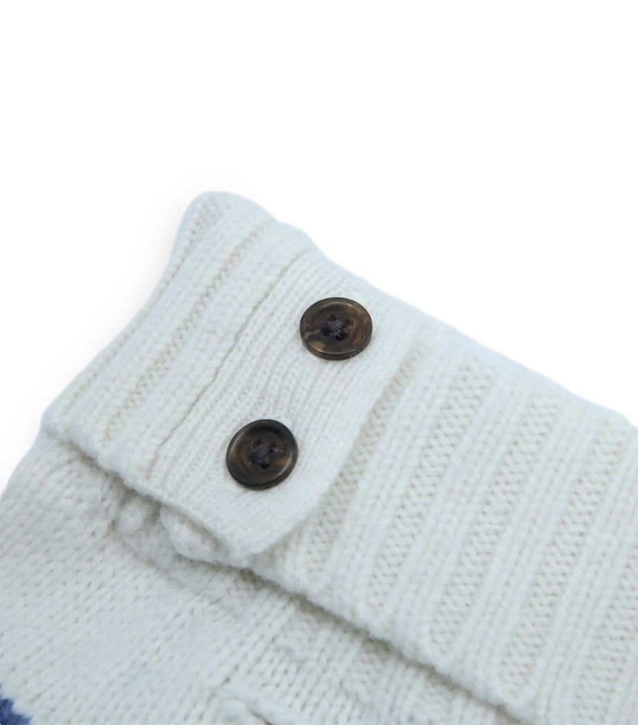 Wool-Cashmere Flag Dog Sweater (M) WHITE Image 4
