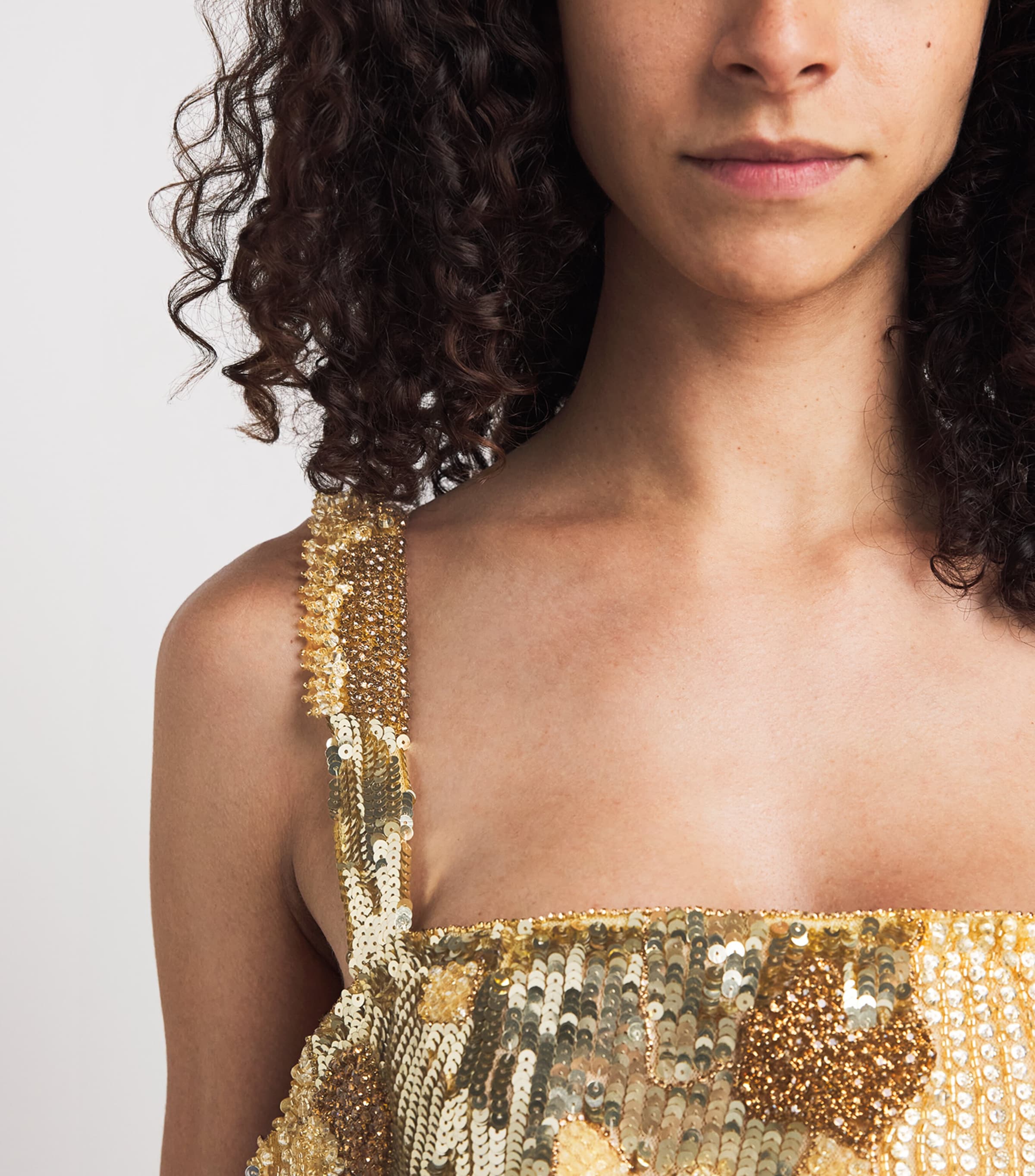 Rachel Gilbert Womens Embellished Elyse Maxi Dress Gold Image 5