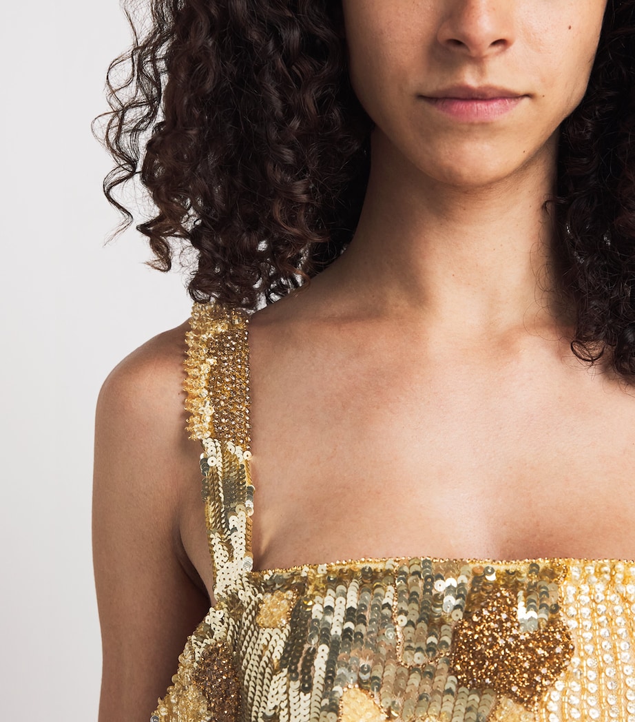 Rachel Gilbert Womens Embellished Elyse Maxi Dress Gold Image 5