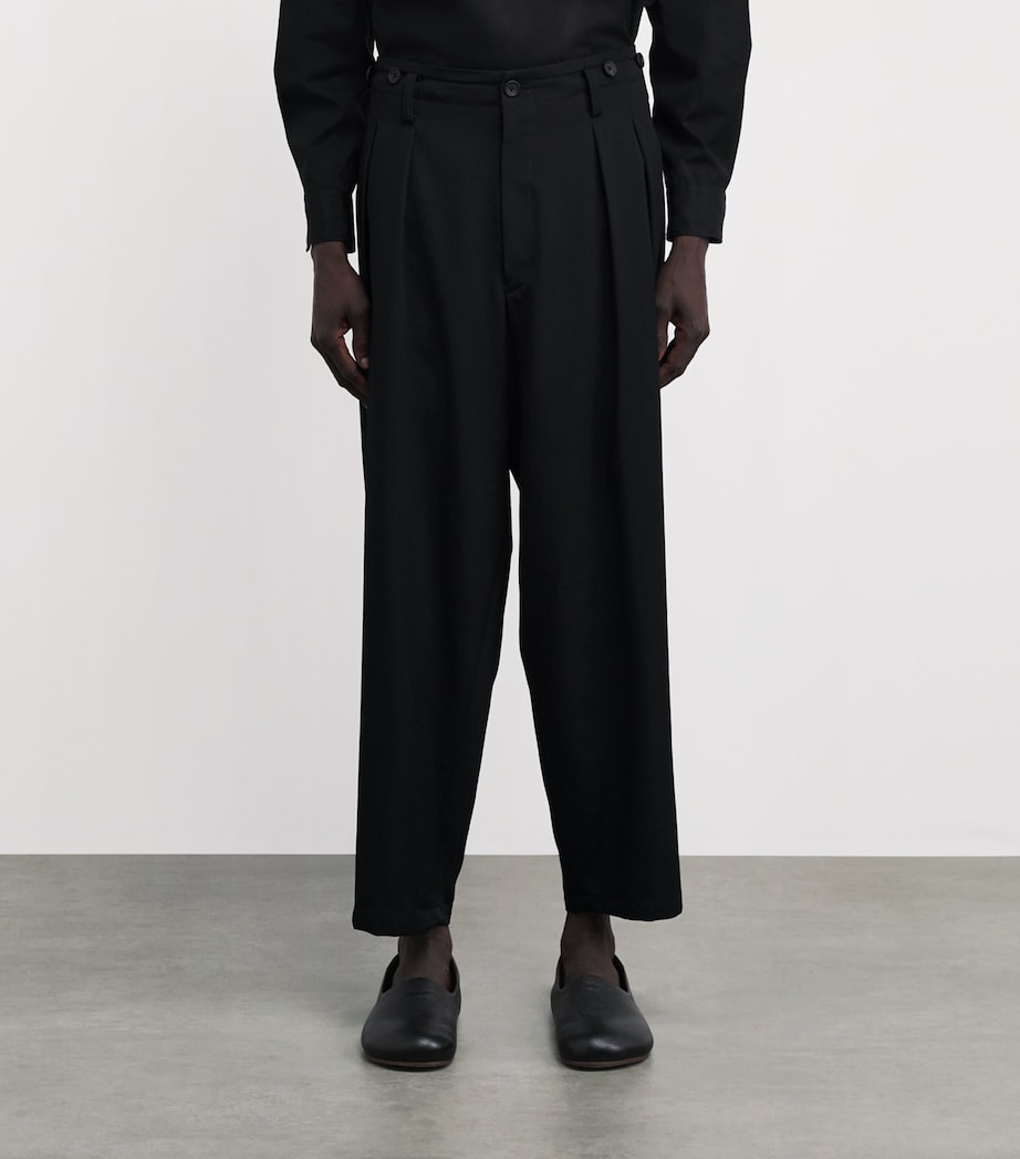 Yohji Yamamoto Mens Wool Suspender Trousers Black Image 4