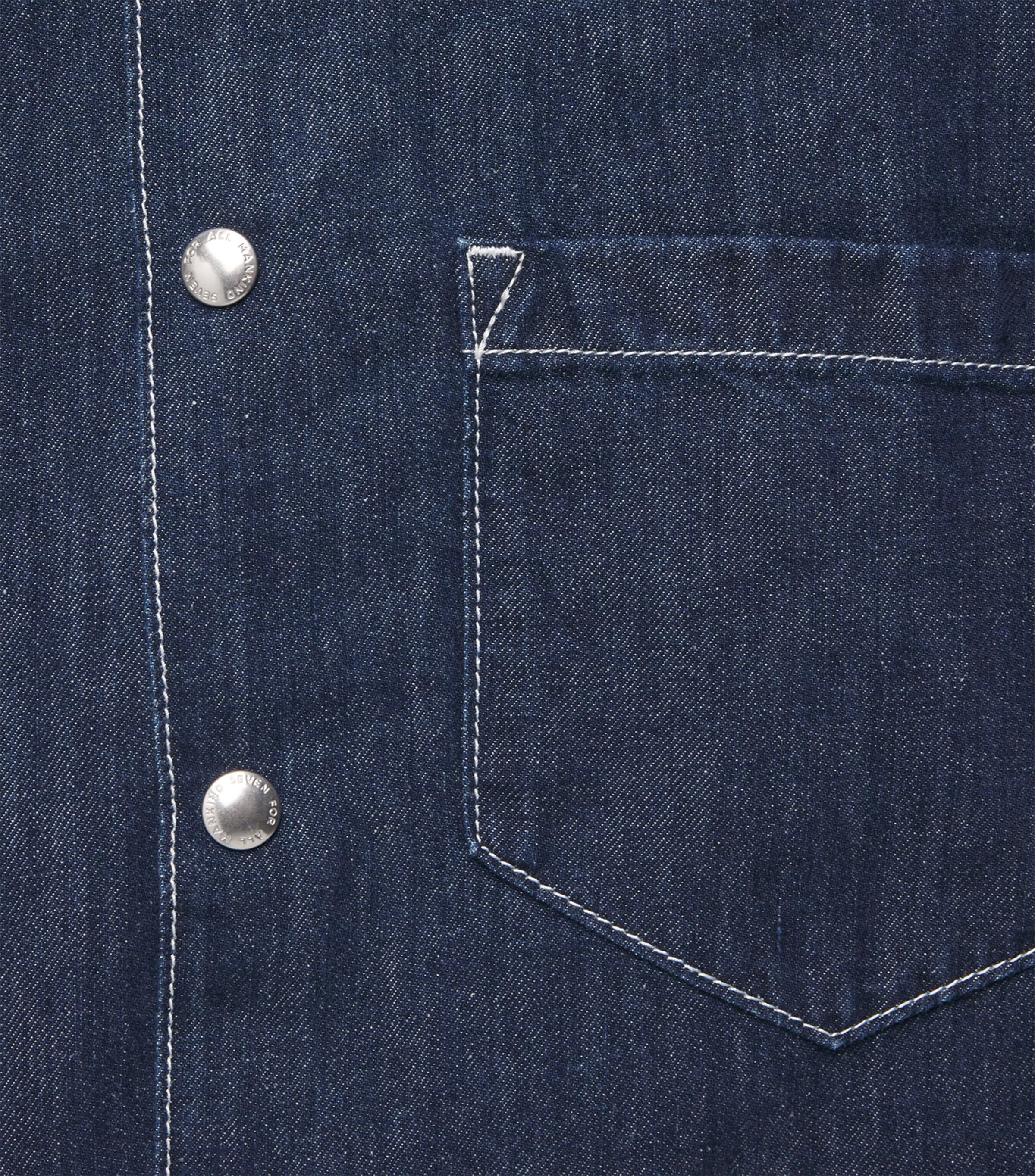 7 For All Mankind Mens Oversized Denim Shirt Nocturnal Image 6