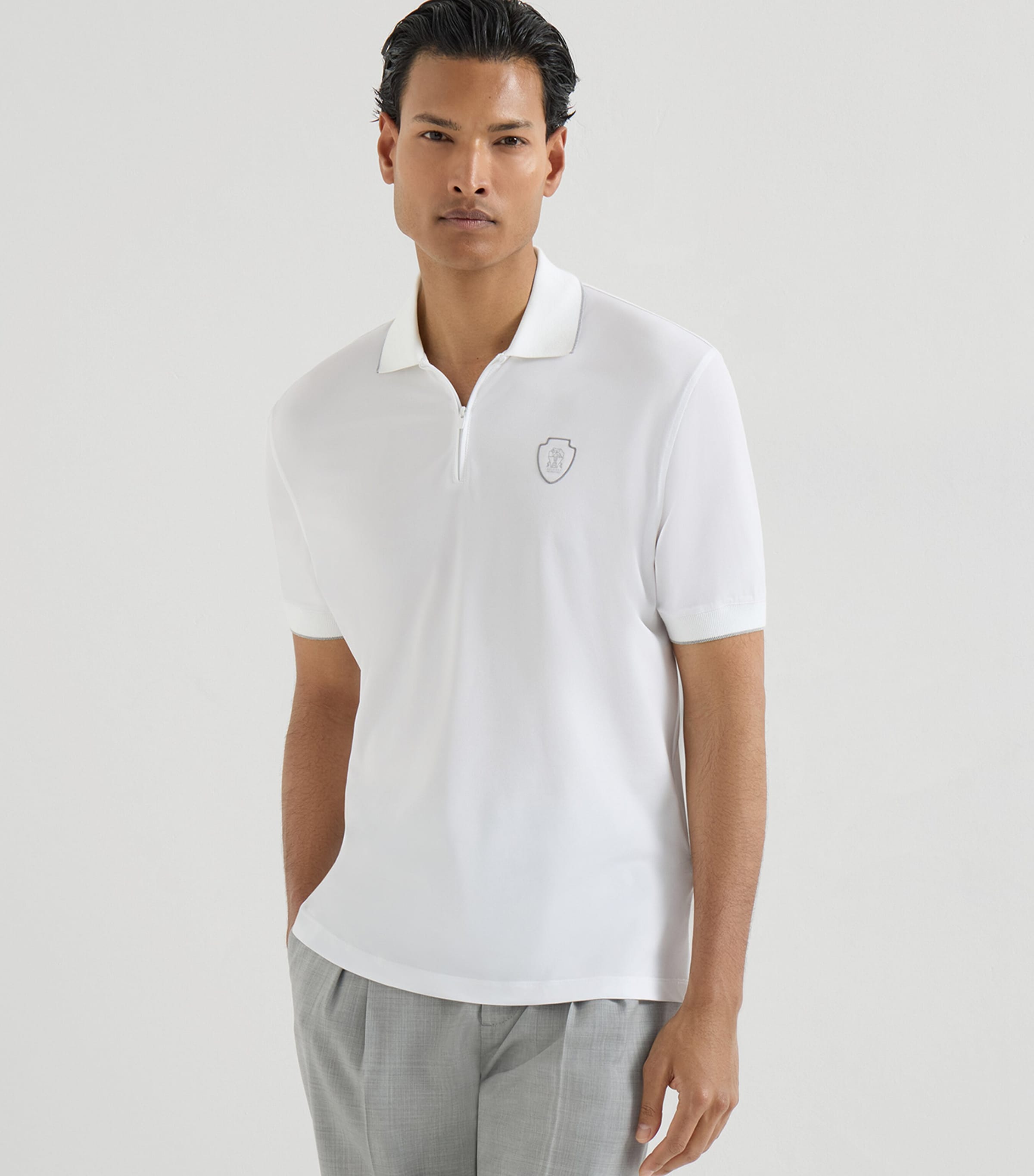 Brunello Cucinelli Mens Technical Zip-Up Polo Shirt Image 2