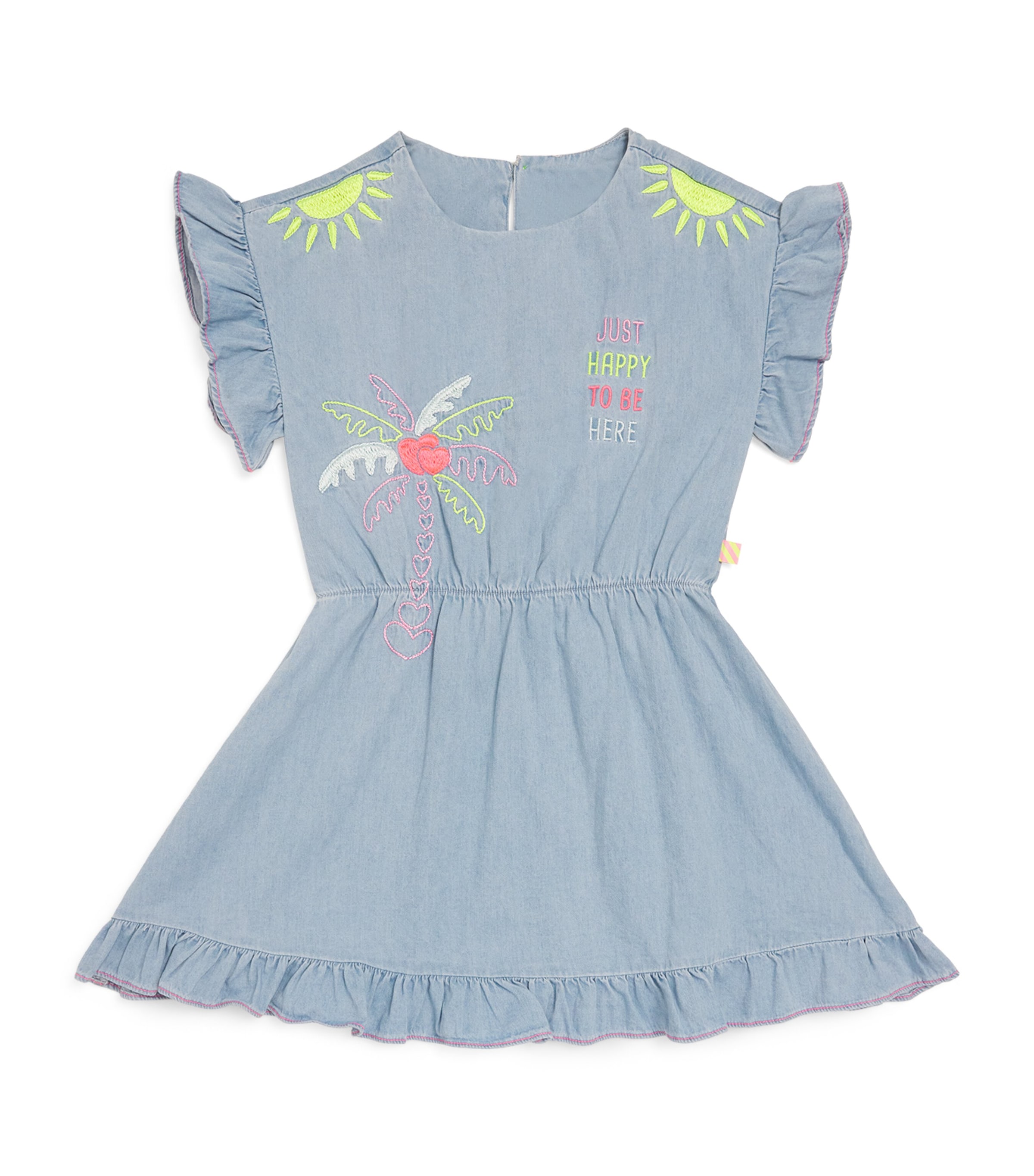 Billieblush Denim Embroidered Dress In Blue