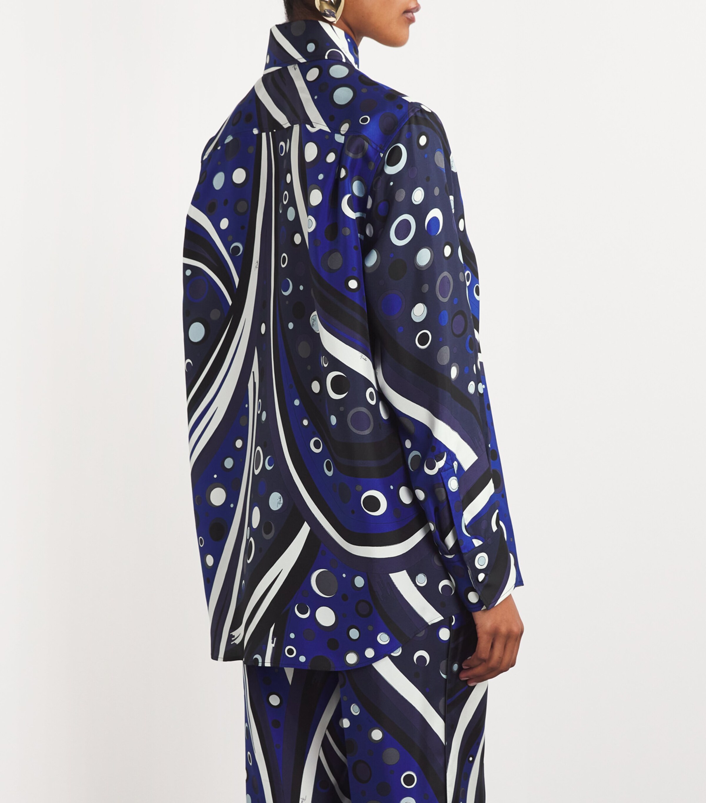 PUCCI Womens Silk Fontane Shirt Navy Image 4