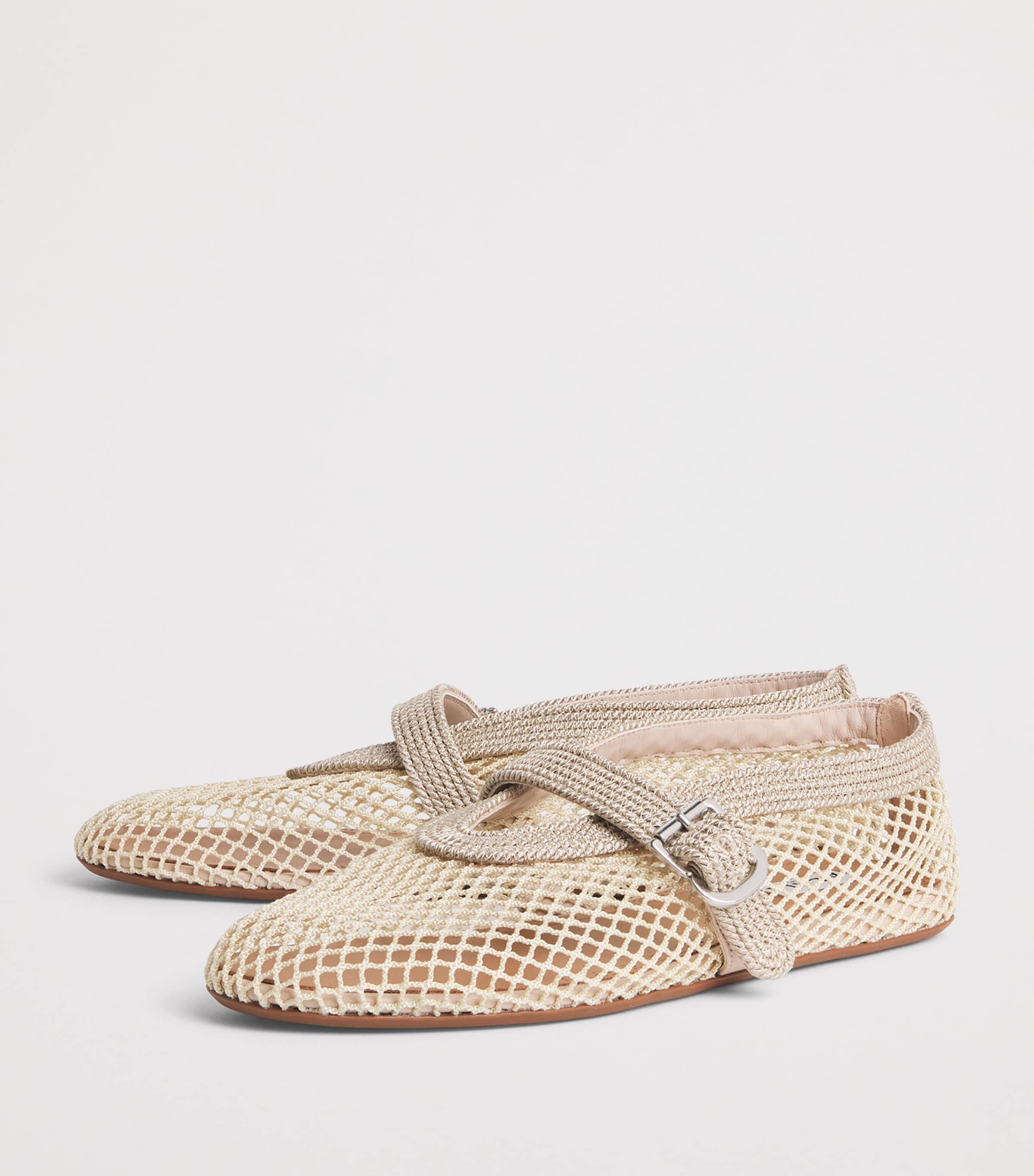 Alaïa Mesh Embroidered Ballet Flats Beige Grise Image 3