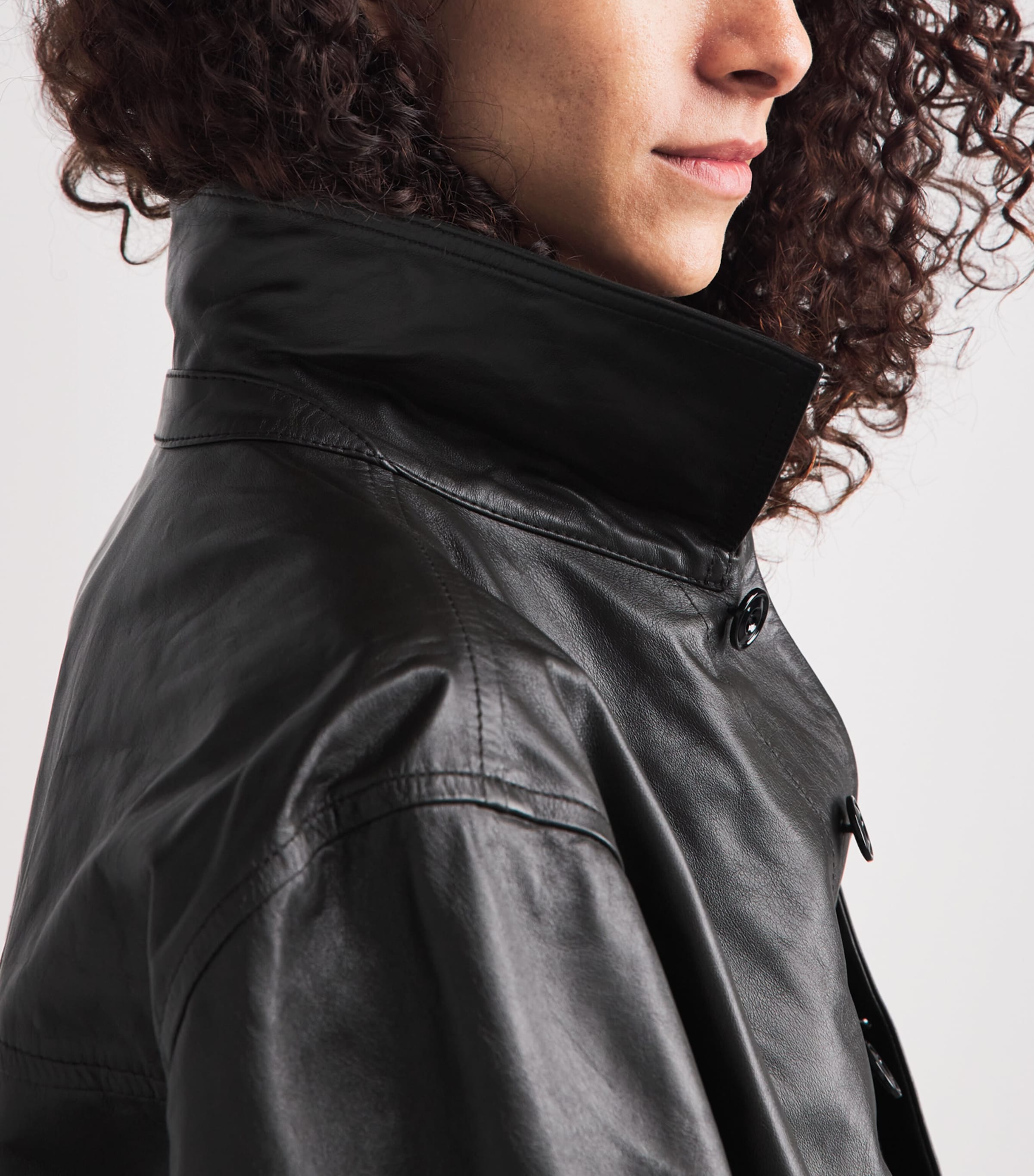 Lemaire Womens Soft Leather Blouson Jacket Dark Espresso Image 3