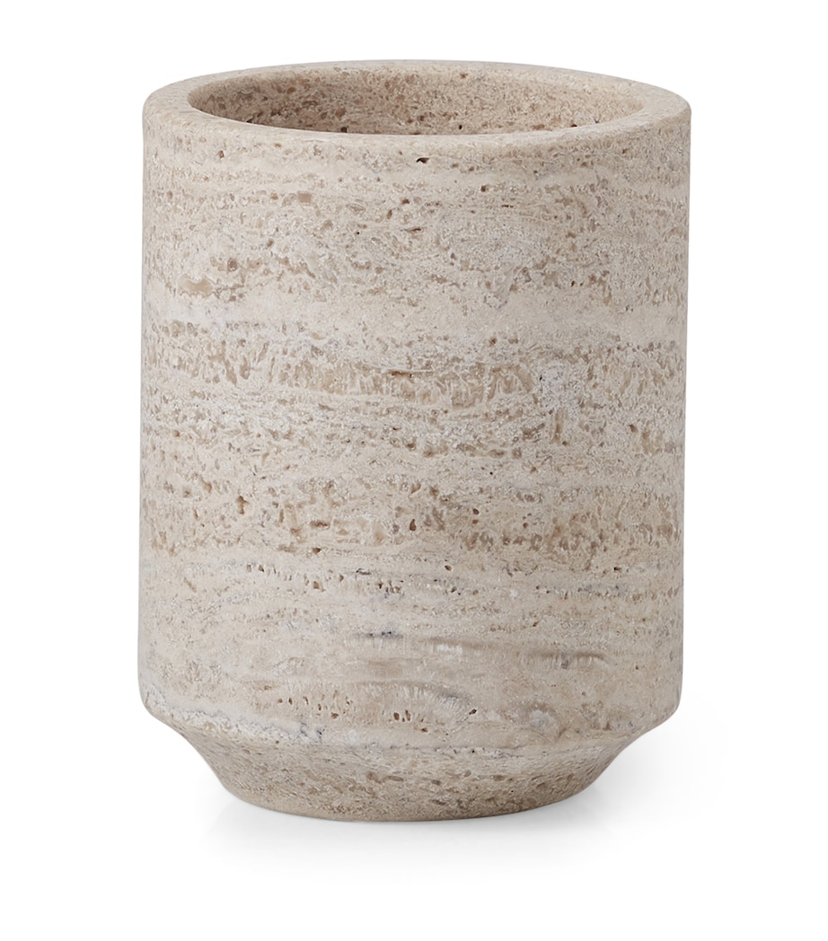 Aztec Travertine Brush Holder BEIGE Image 1