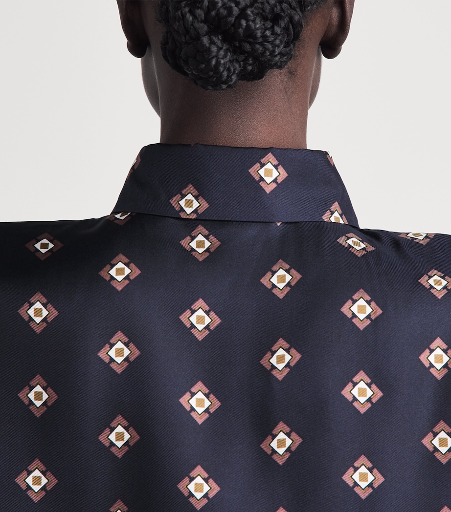 MM Womens Silk Printed Shirt Ultramarine Tie Image 3