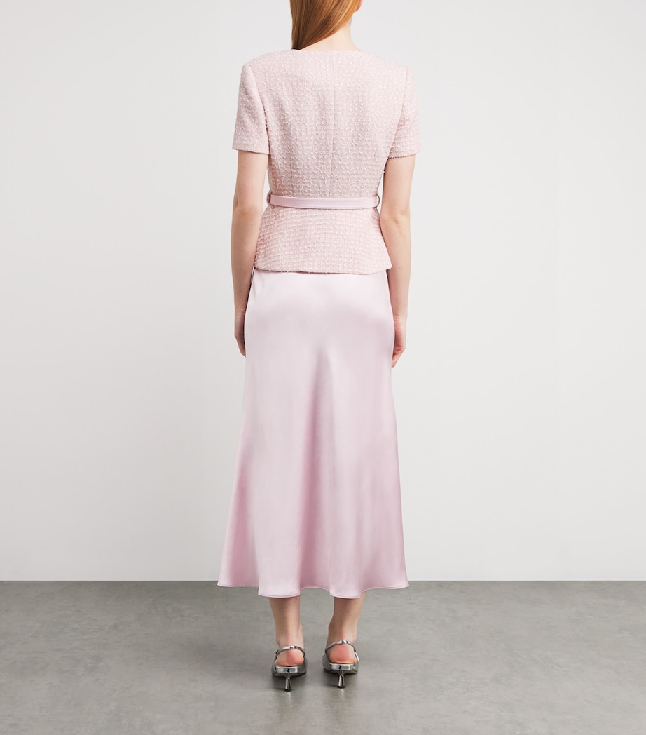 Sequin Bouclé Chiffon Midi Dress PINK Image 3