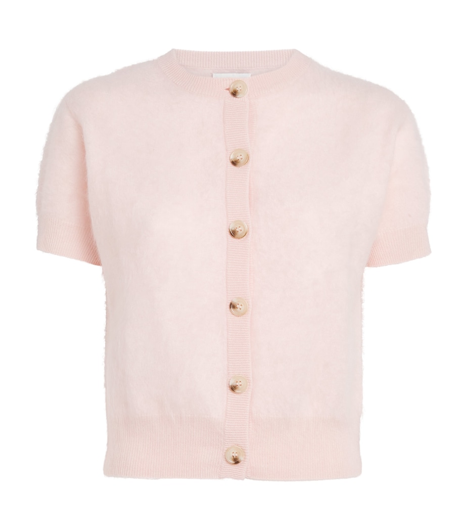 Soft Goat Womens Cashmere Short-Sleeve Cardigan Powder Image 1