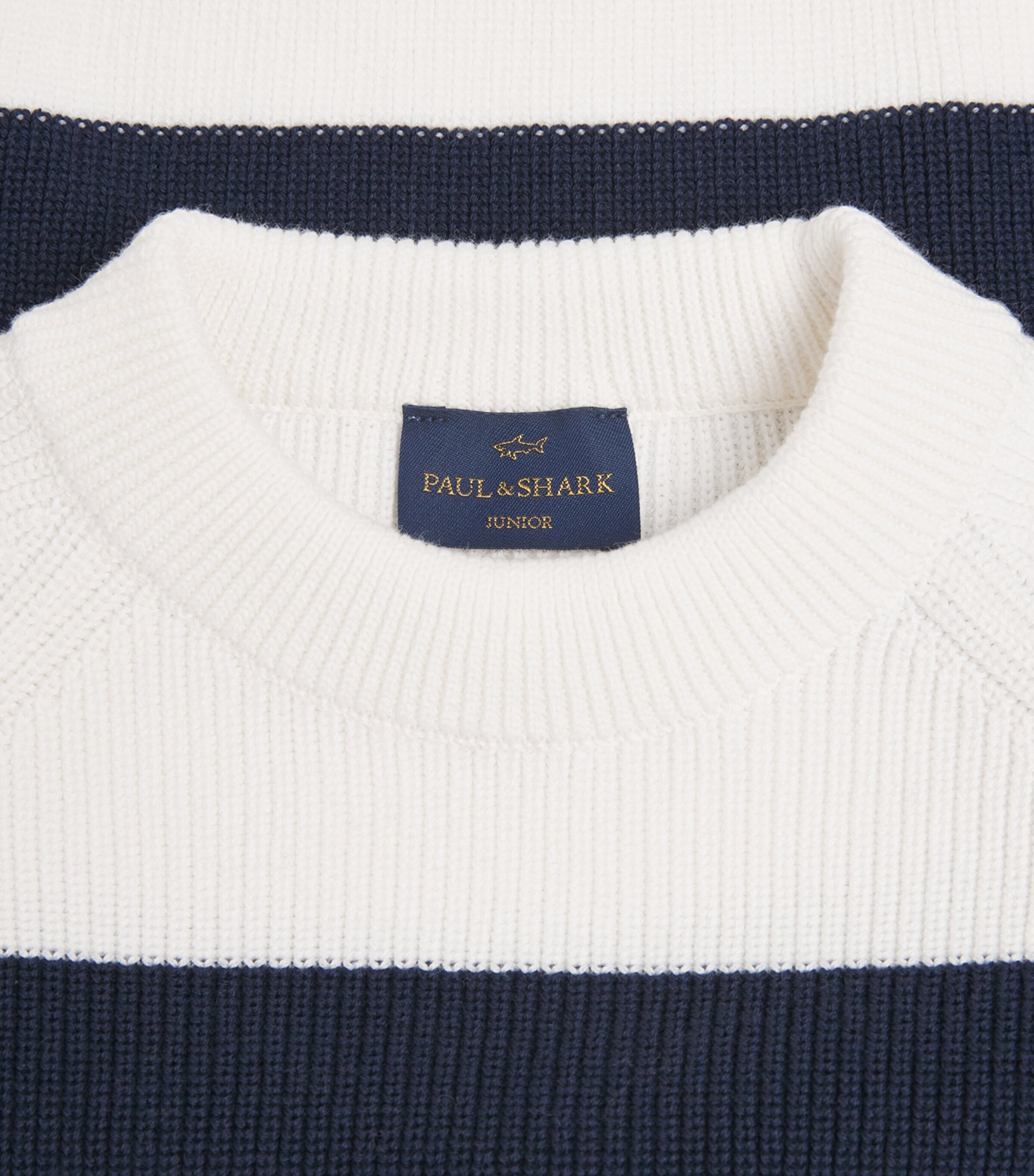 Paul & Shark Cotton Stripe Sweater (8-14 Years) Off White/blue Image 3