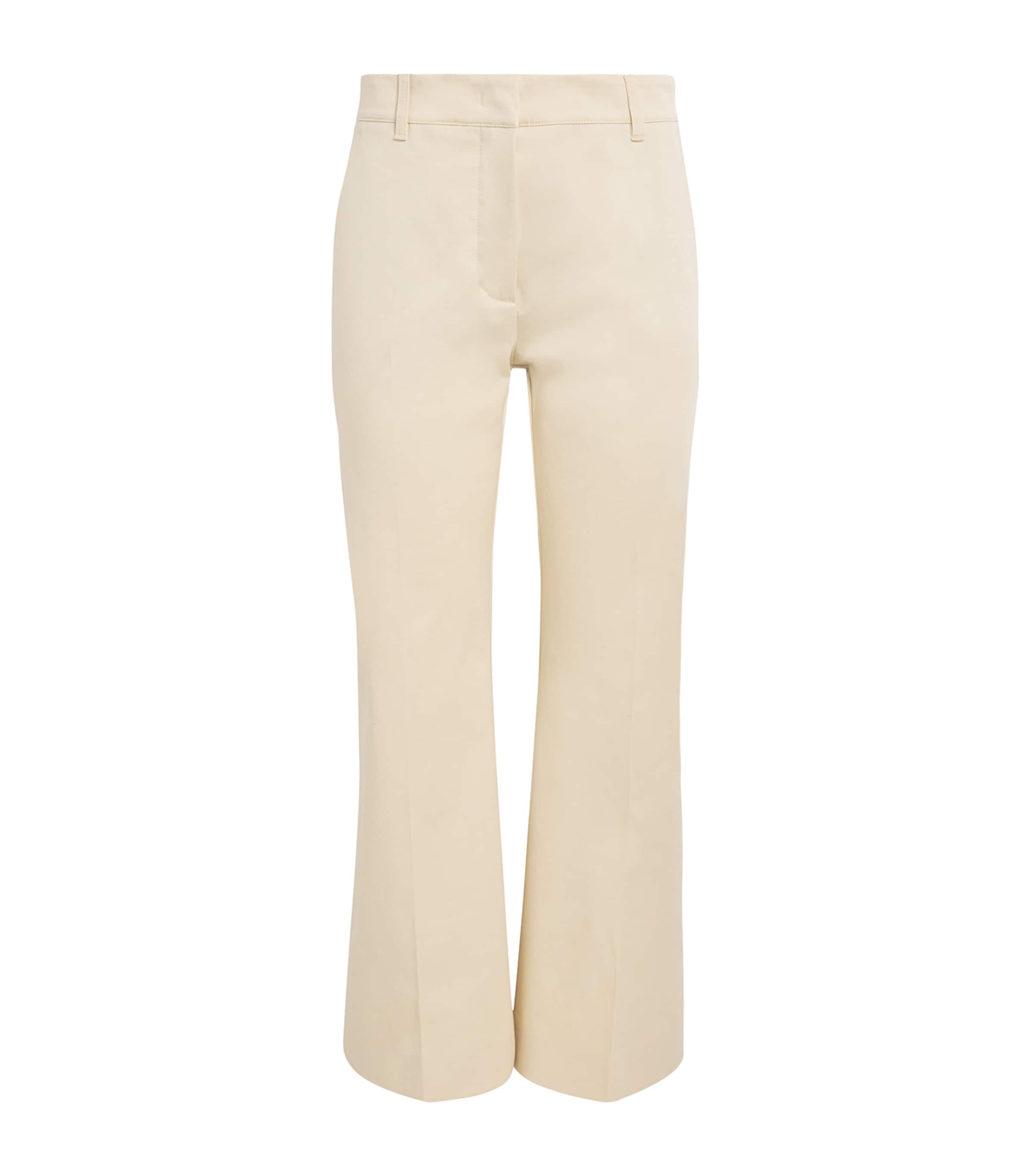 Shop Weekend Max Mara Stretch-cotton Flared Trousers In White