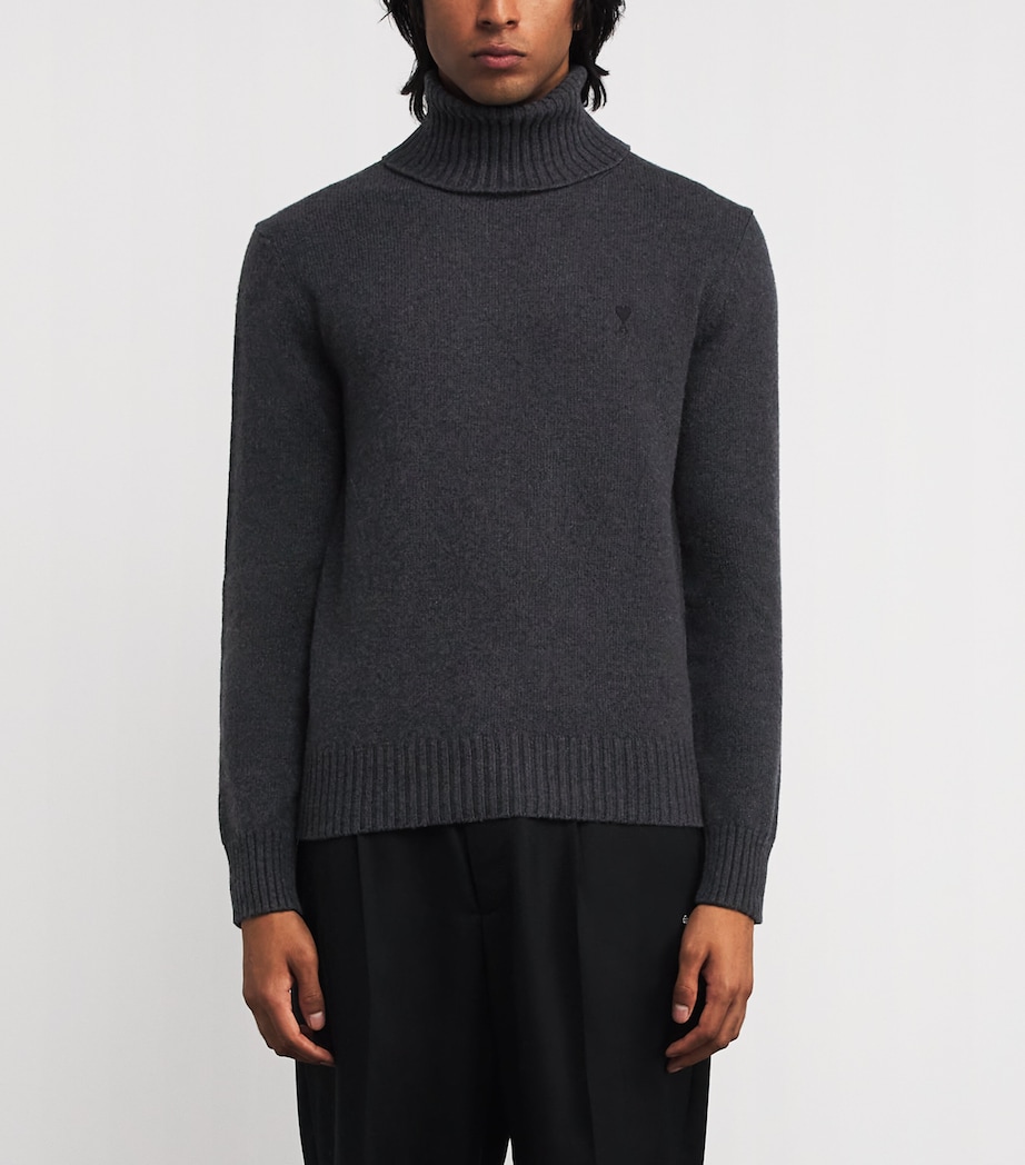 Cashmere-Wool Ami de Coeur Rollneck Sweater 020 - ANTHRACITE Image 3
