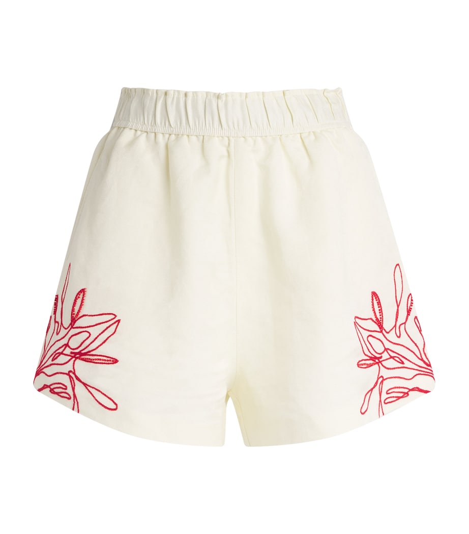 Linen-Blend Embroidered Eviva Shorts L10 LEMON Image 1