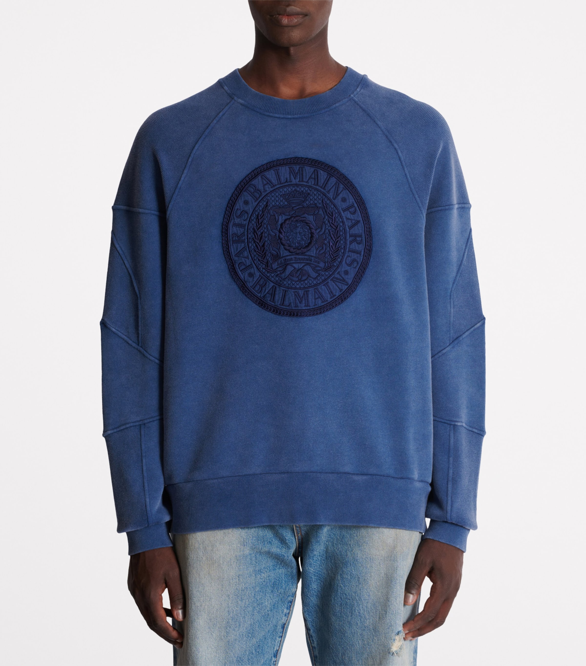 Cotton Embroidered Sweatshirt 6CX BLEU Image 2