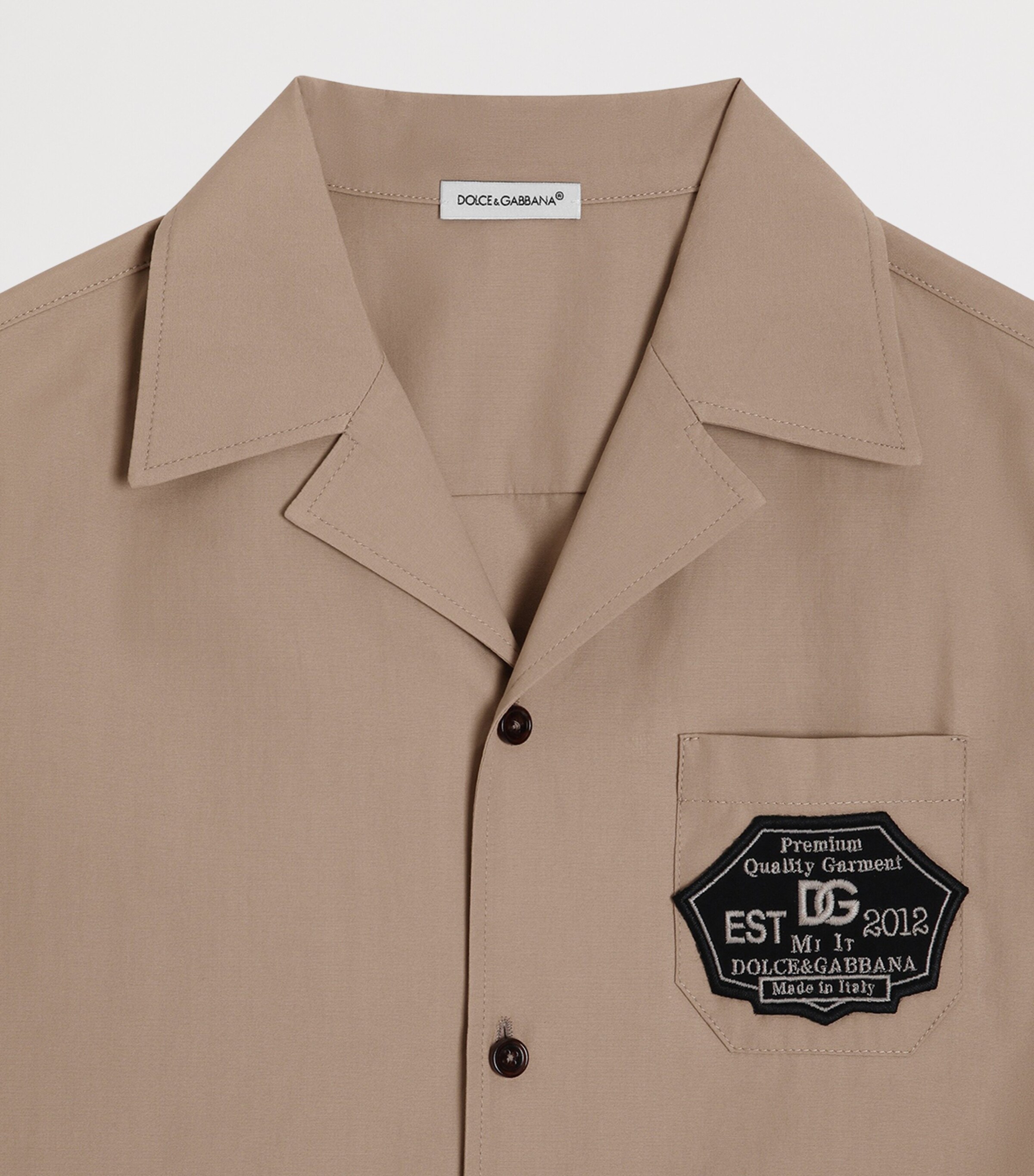 Dolce&Gabbana Kids Cotton Logo Patch Shirt (8-12+ Years) Sand Image 3