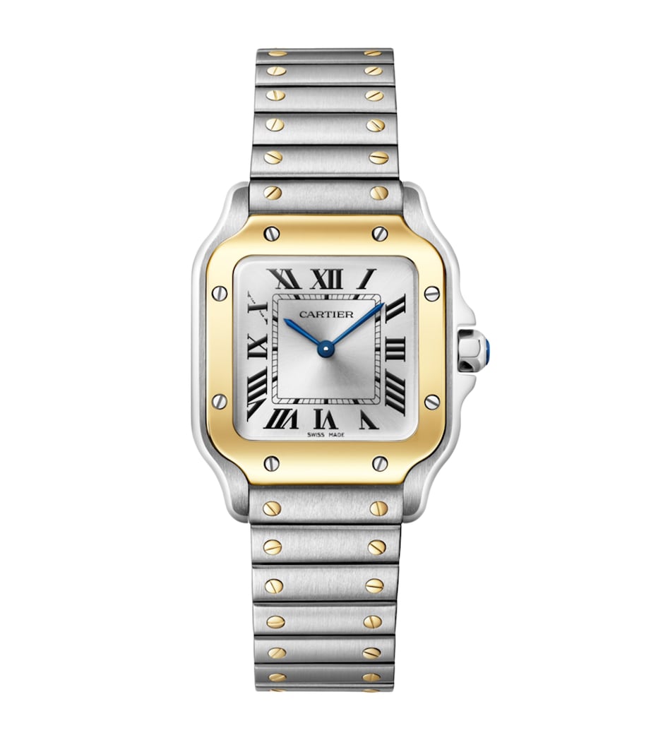 Small Yellow Gold and Steel Santos de Cartier Watch 34.5mm DARK BLUE Image 1
