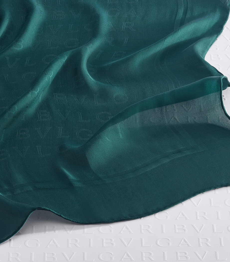 Silk Lettere Maxi Scarf GREEN Image 2