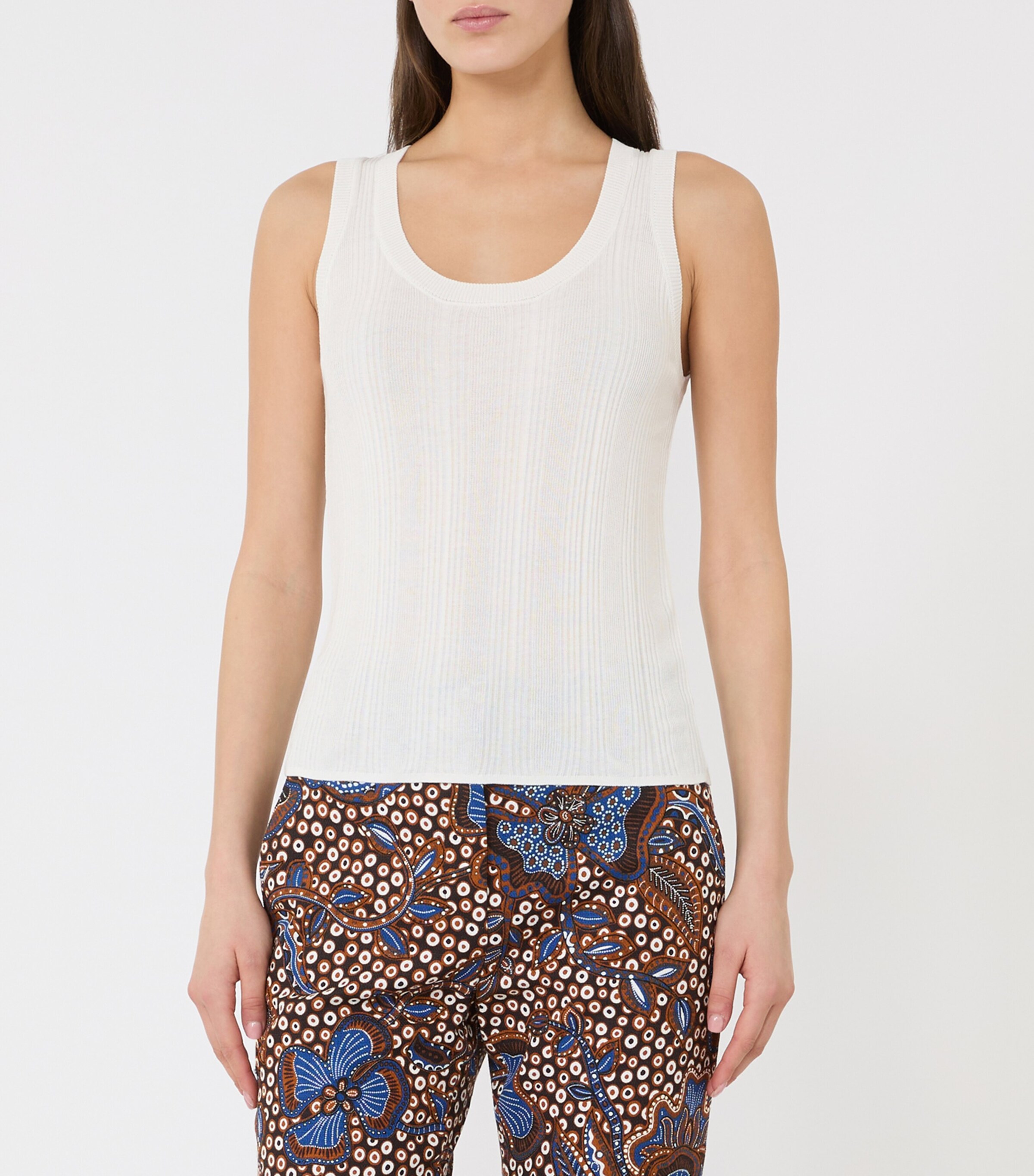 Weekend Max Mara Womens Rib-Knit Tank Top White Image 2