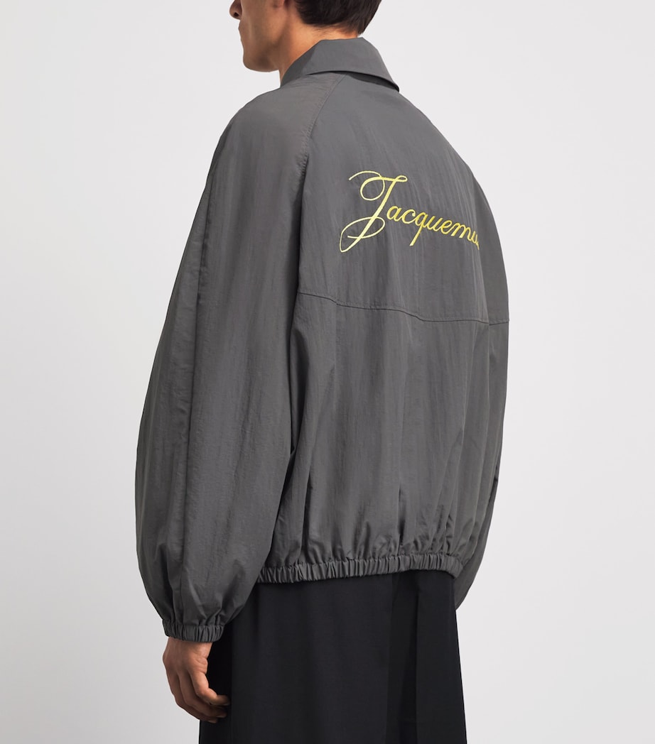 Jacquemus Mens Embroidered Initial Windbreaker Jacket Dark Grey Image 5