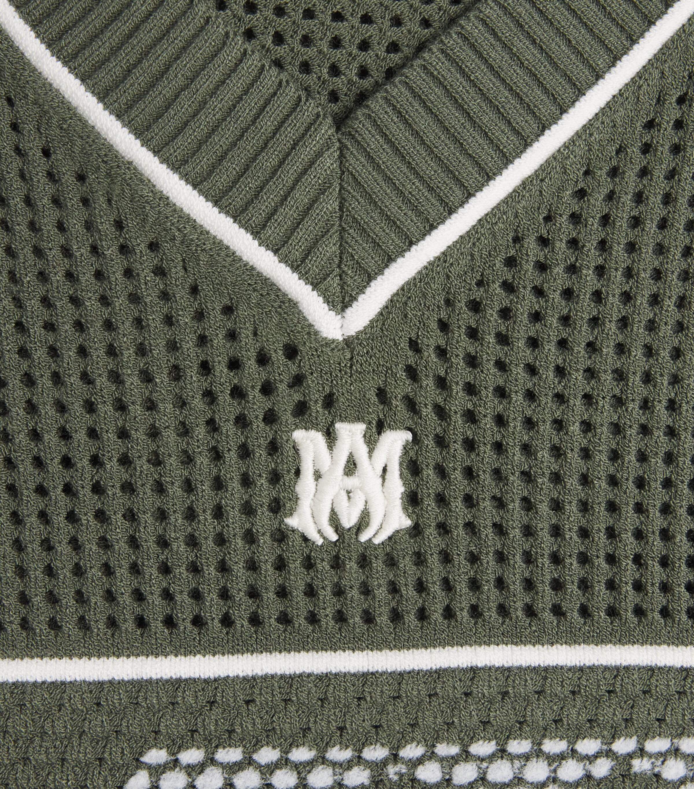 AMIRI Mens Technical Knitted Logo Oversized T-Shirt Dark Sage Image 6