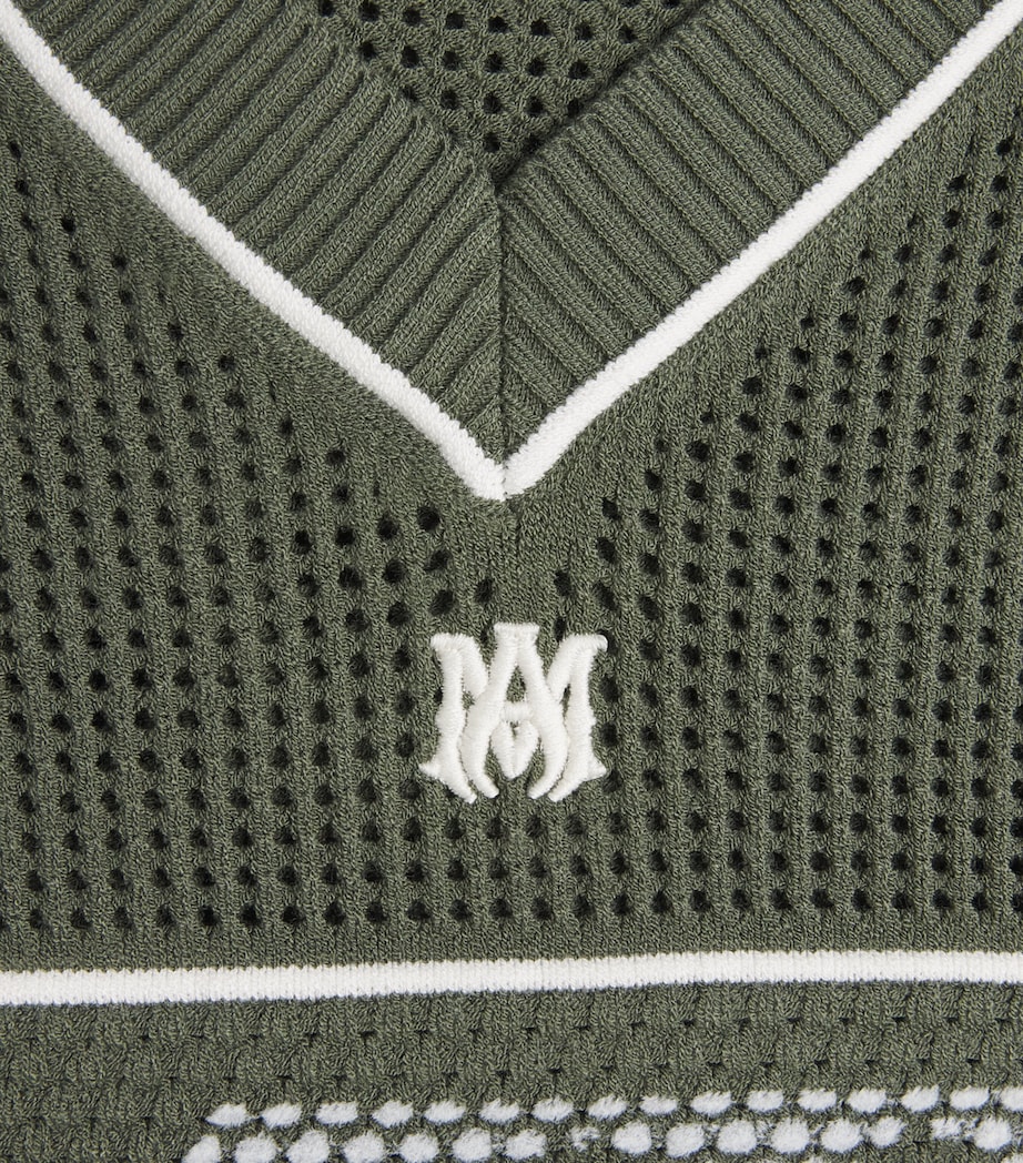 AMIRI Mens Technical Knitted Logo Oversized T-Shirt Dark Sage Image 6