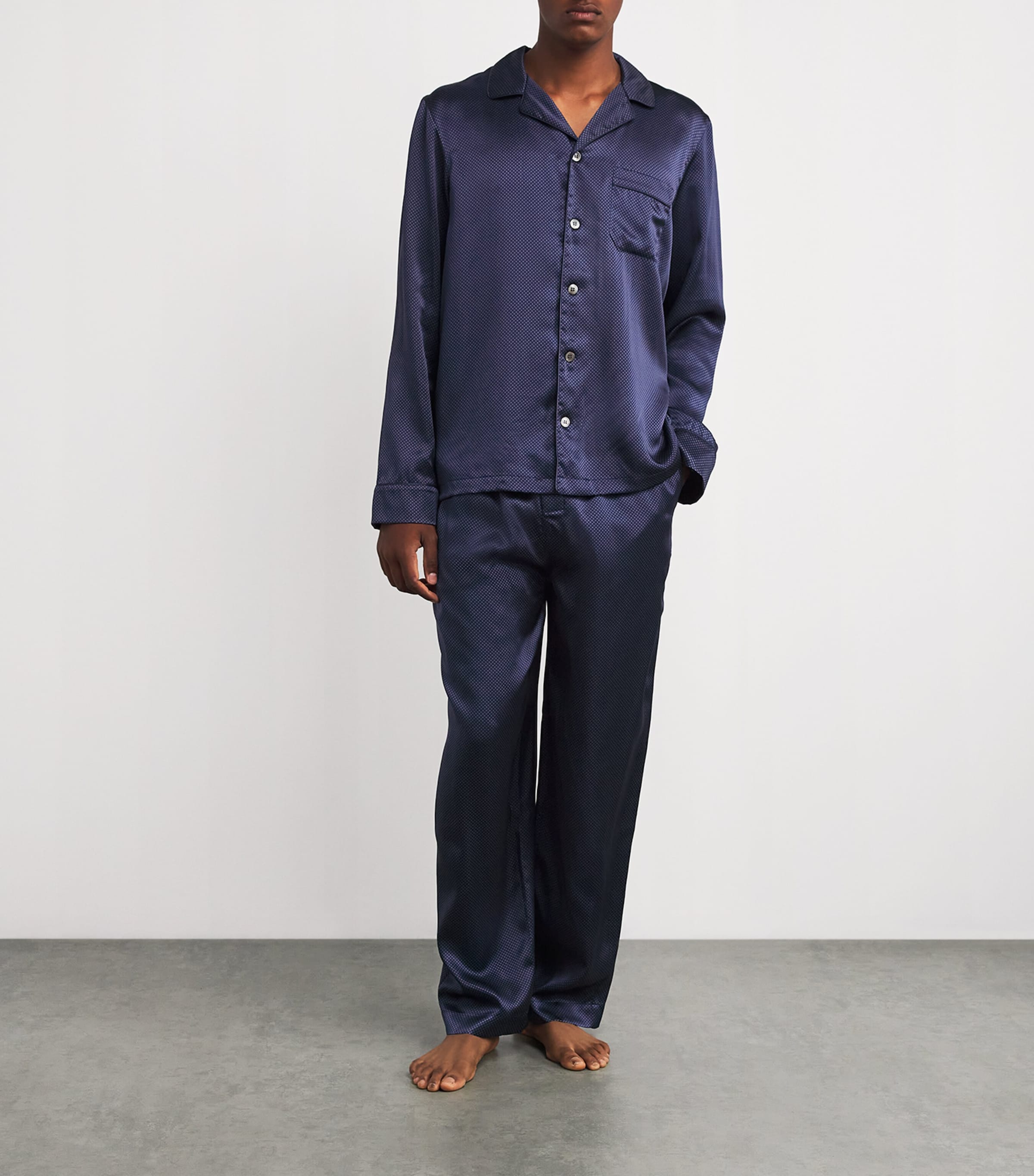 Silk Micro-Dot Pyjama Set NAVY Image 2