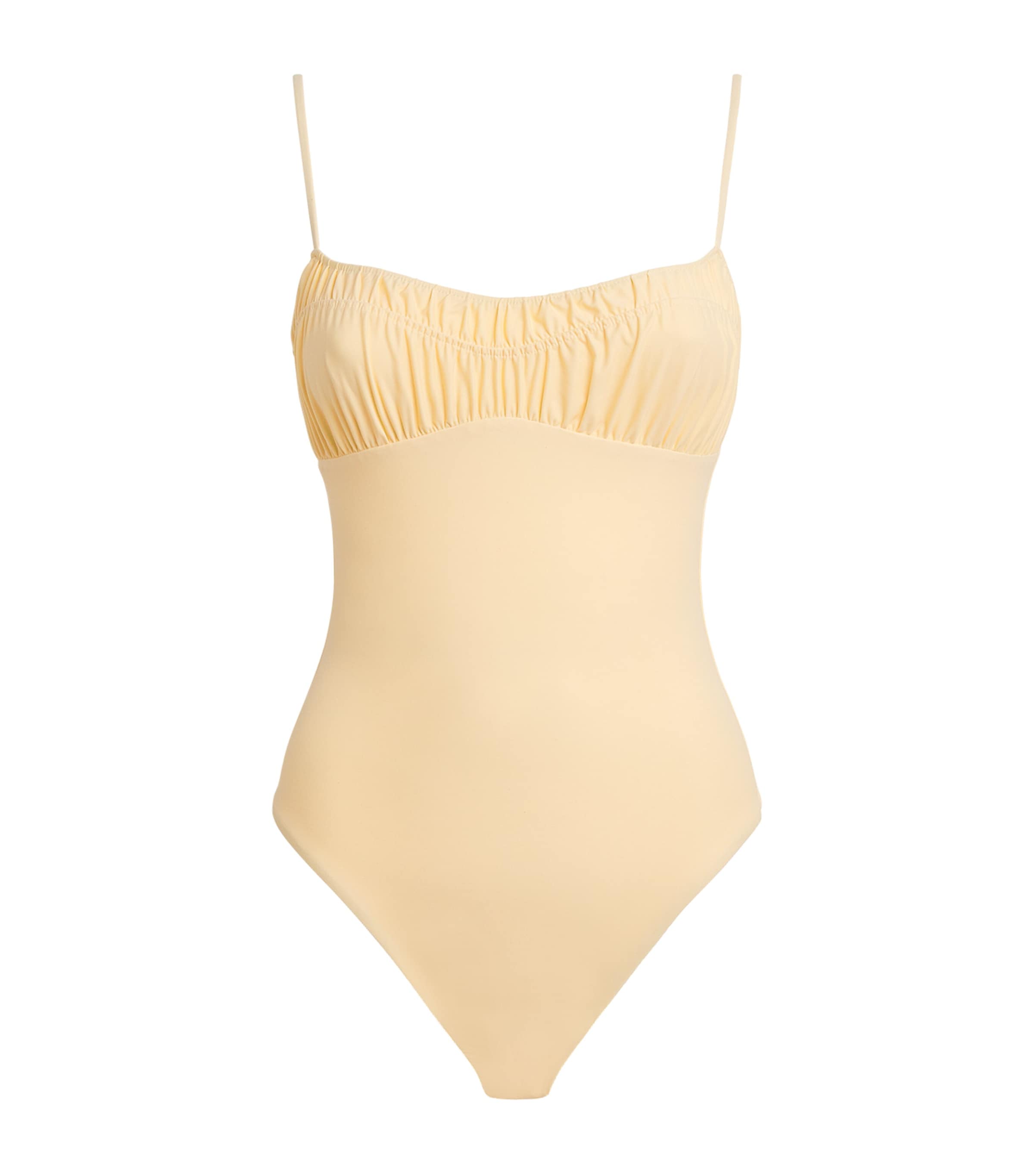 Faithfull the Brand Womens Ruched Rocio Swimsuit Buttermilk Image 1