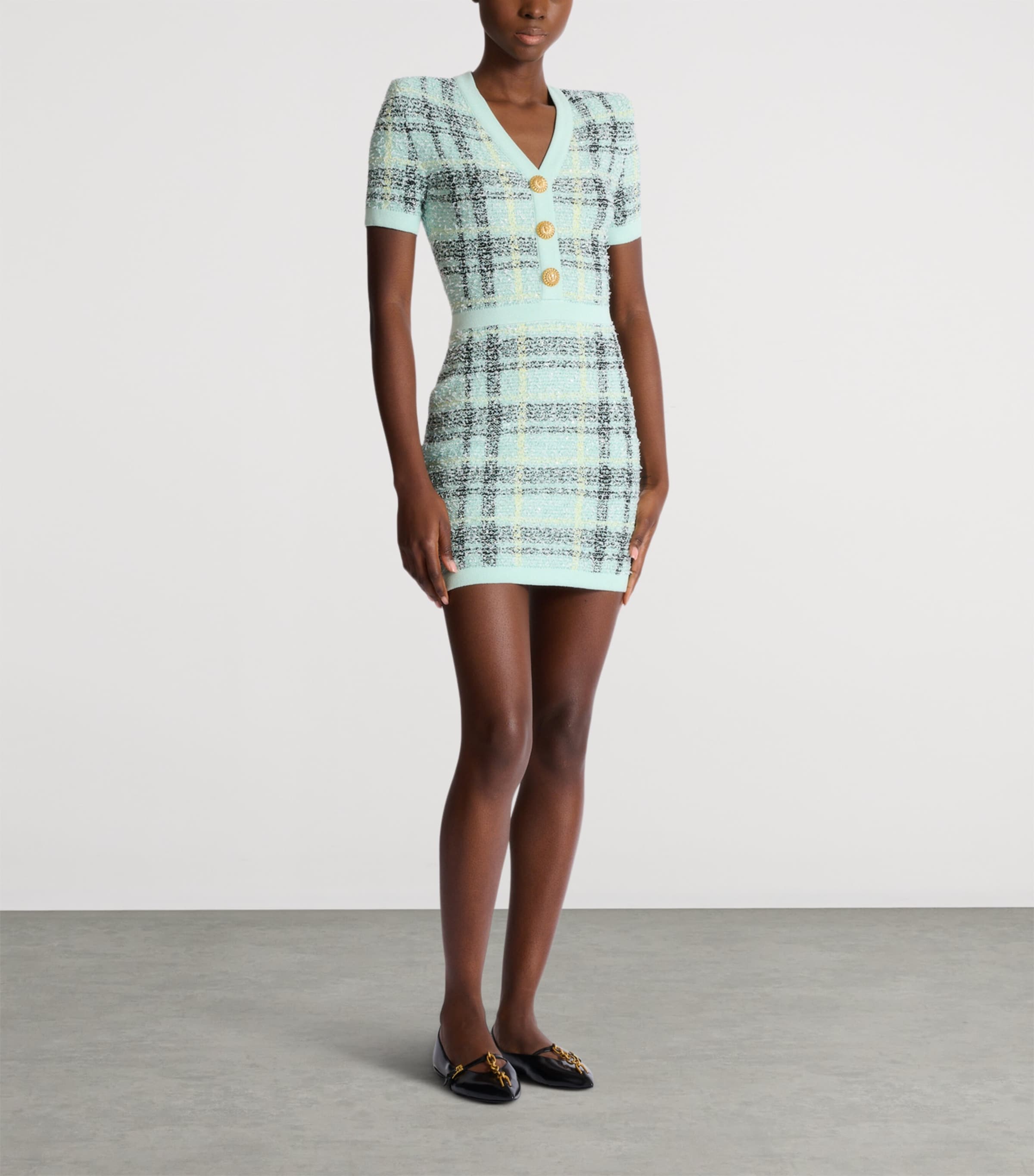 Tweed Sequin Mini Dress ULM VERT/JAUNE/NOIR Image 2