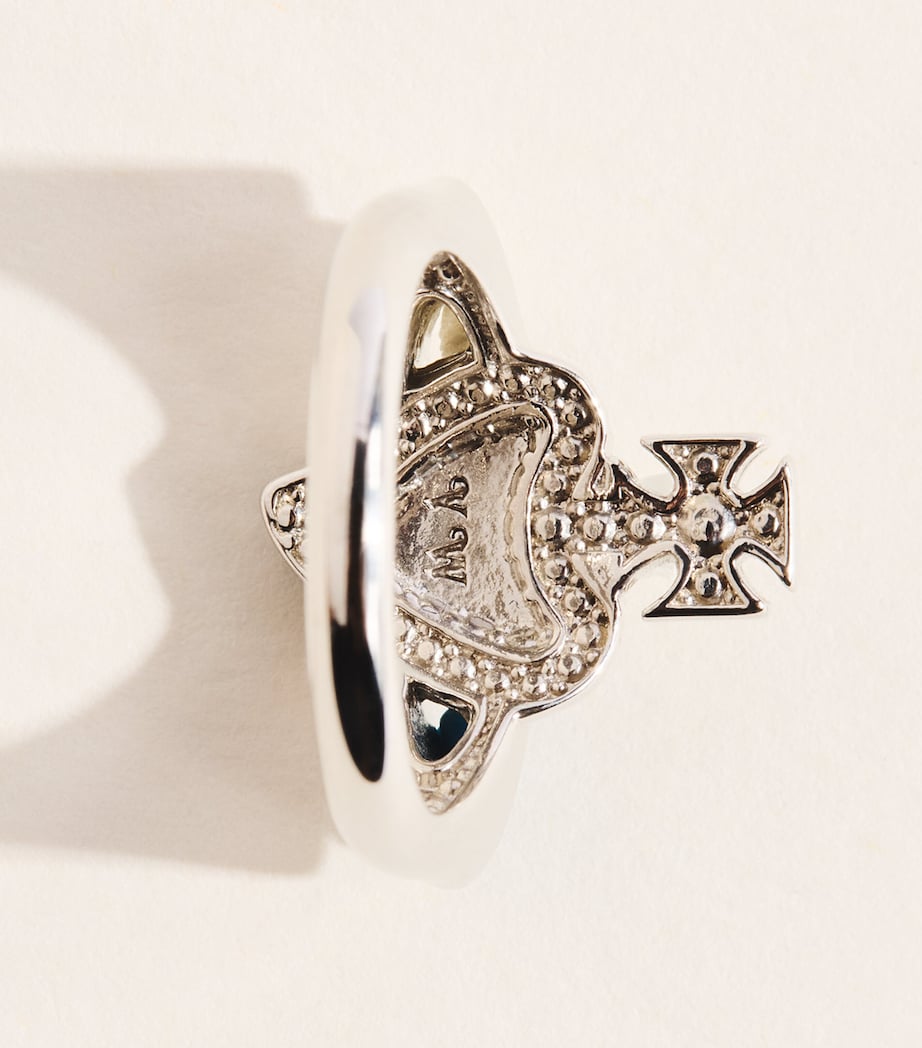 Vivienne Westwood Sterling Silver Diamante Heart Ring Dmd Crst Image 4