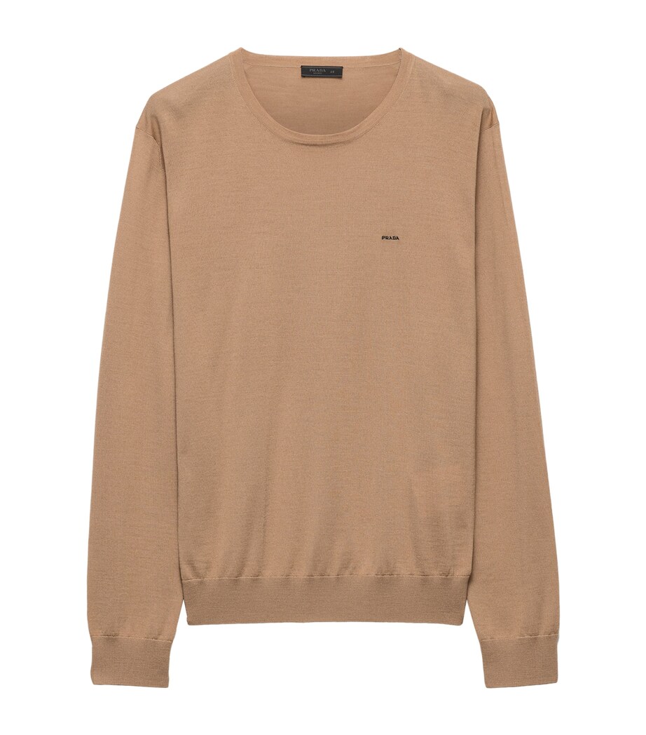 Prada Mens Wool Logo Sweater Brown Image 1